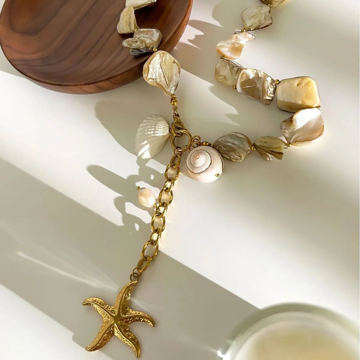 18K Gold - Plated Ocean Theme Necklace with Starfish Pendant - Eco4life Clothing and Accessories