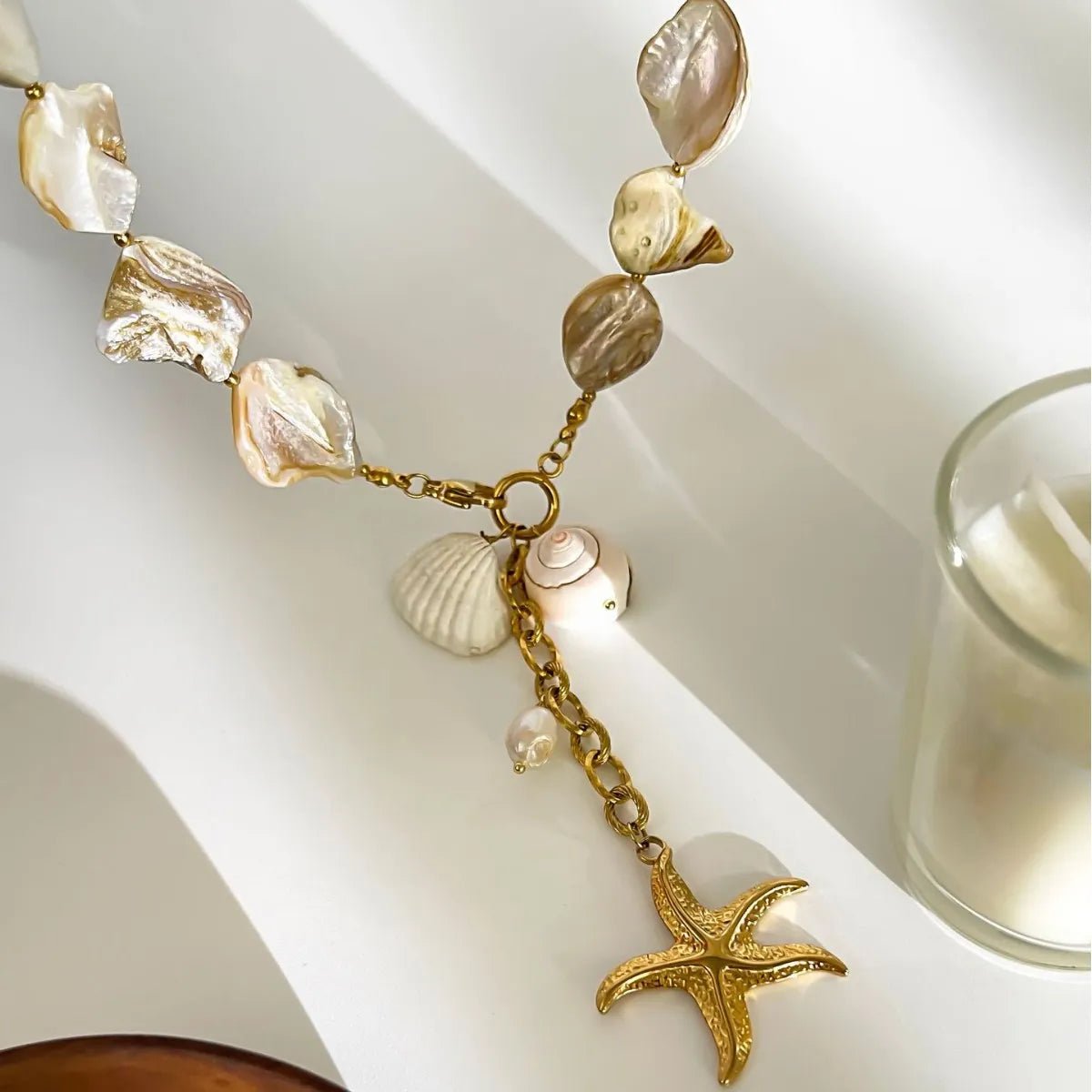18K Gold - Plated Ocean Theme Necklace with Starfish Pendant - Eco4life Clothing and Accessories