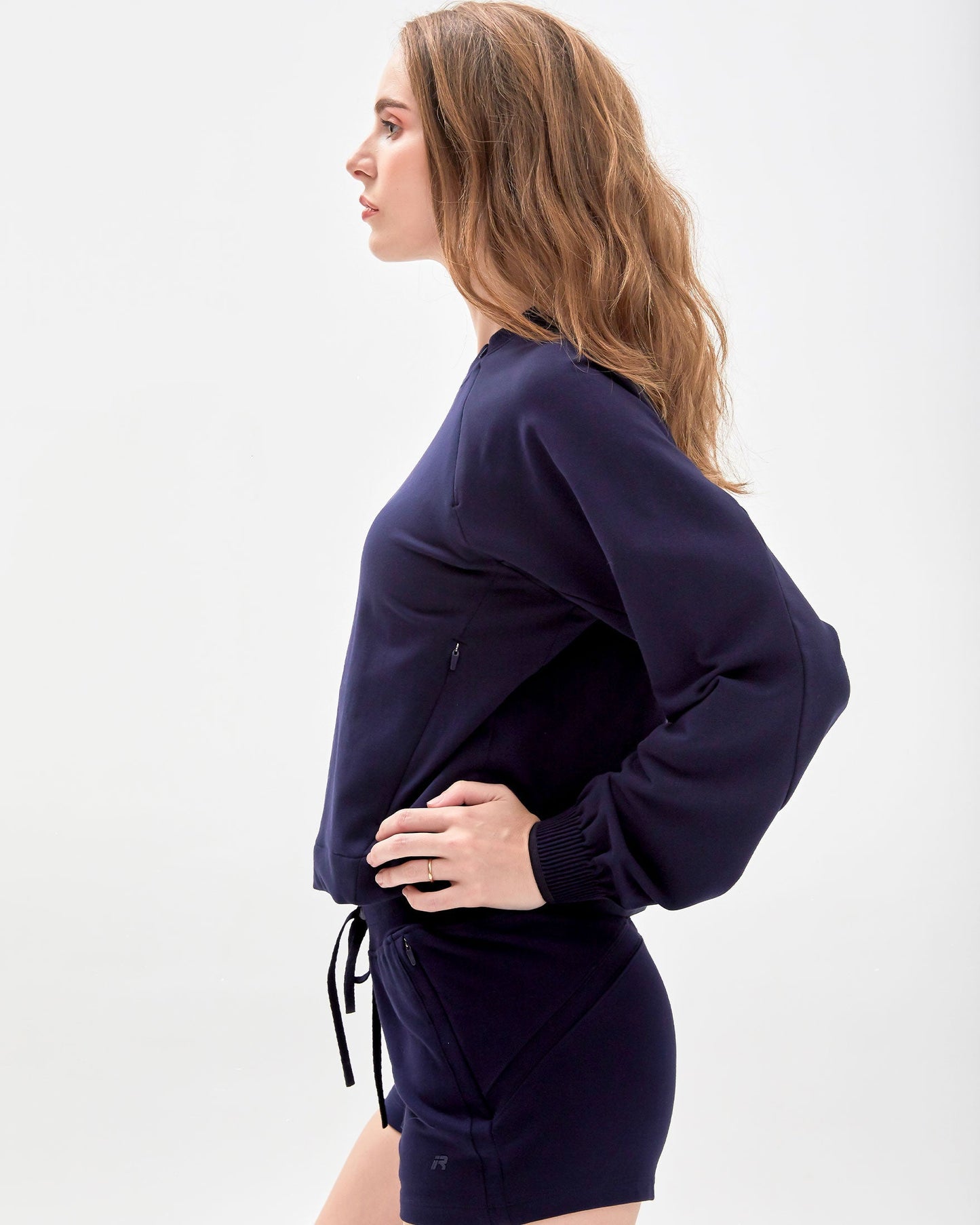 City Zip Crop Crewneck Sweatshirt
