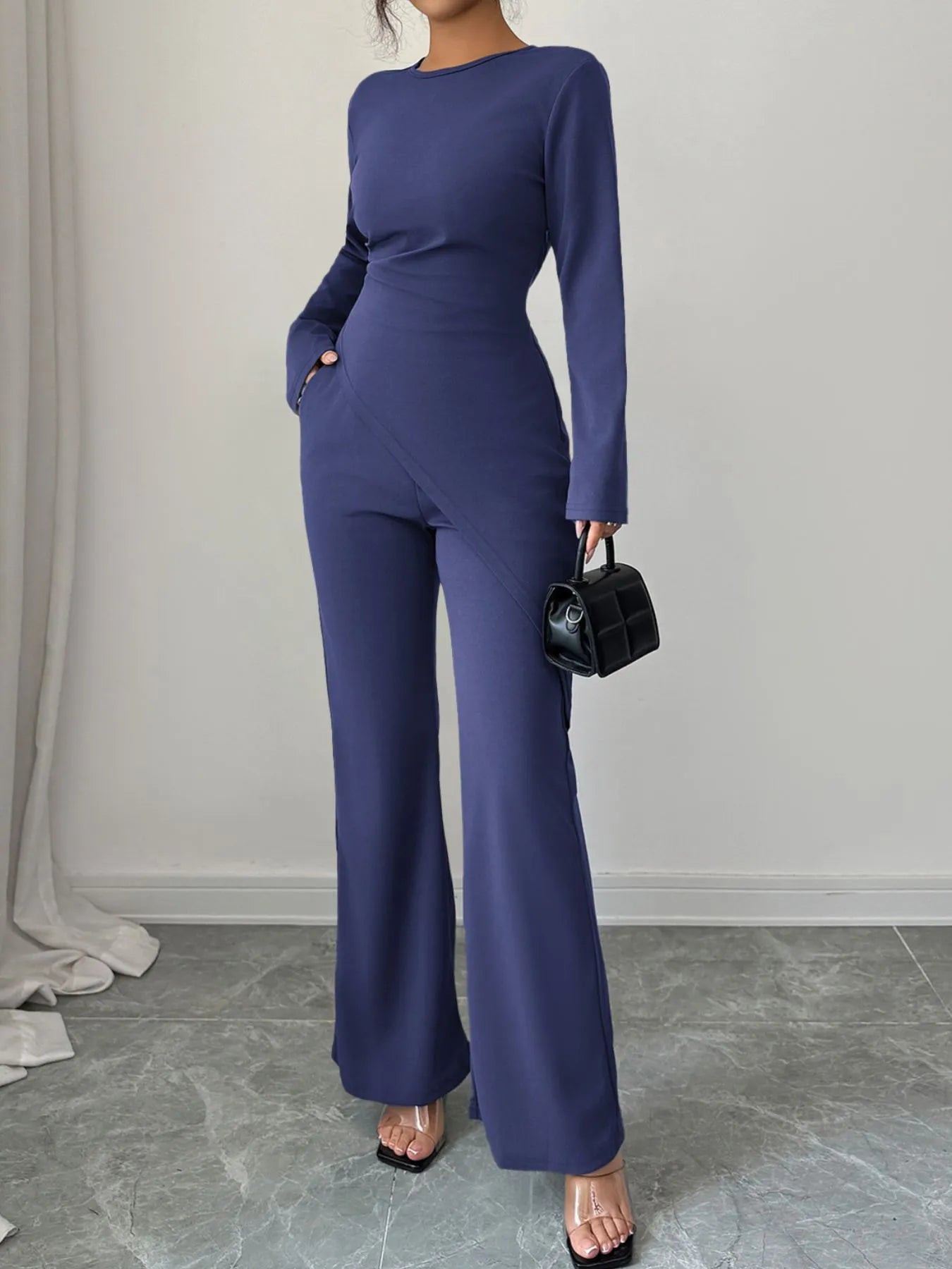 Asymmetric Long Sleeve Top and Pants Set - Eco4life Clothing and Accessories
