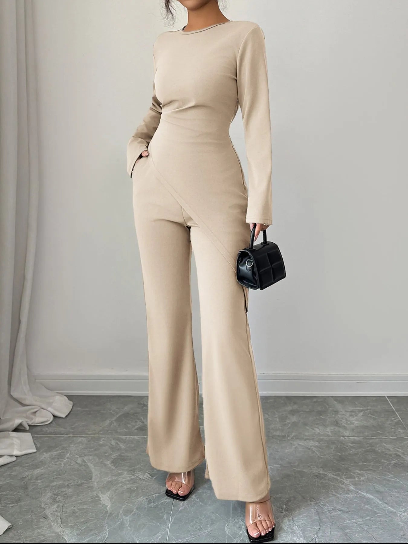Asymmetric Long Sleeve Top and Pants Set - Eco4life Clothing and Accessories