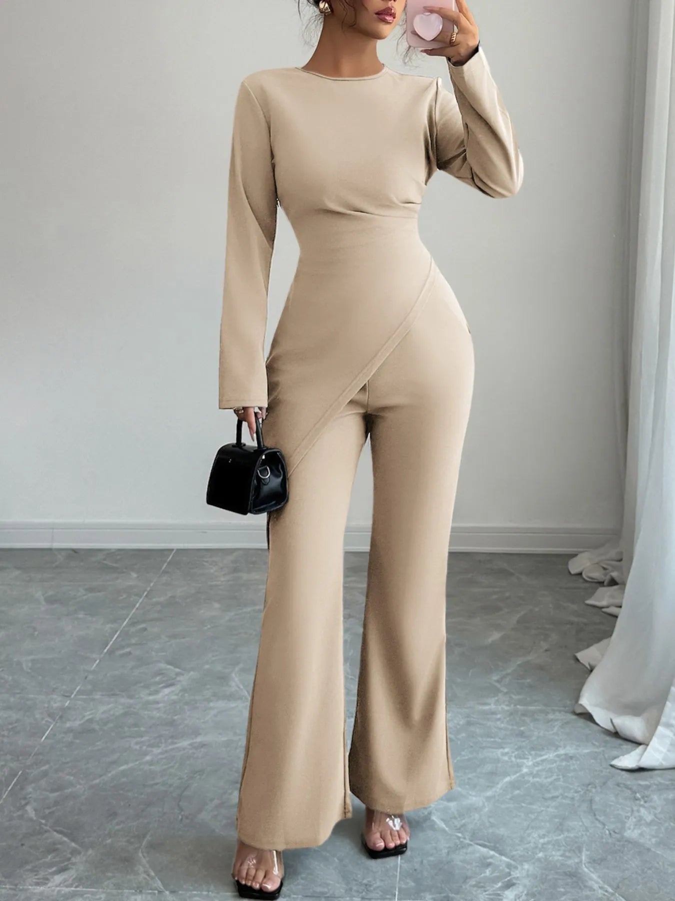 Asymmetric Long Sleeve Top and Pants Set - Eco4life Clothing and Accessories