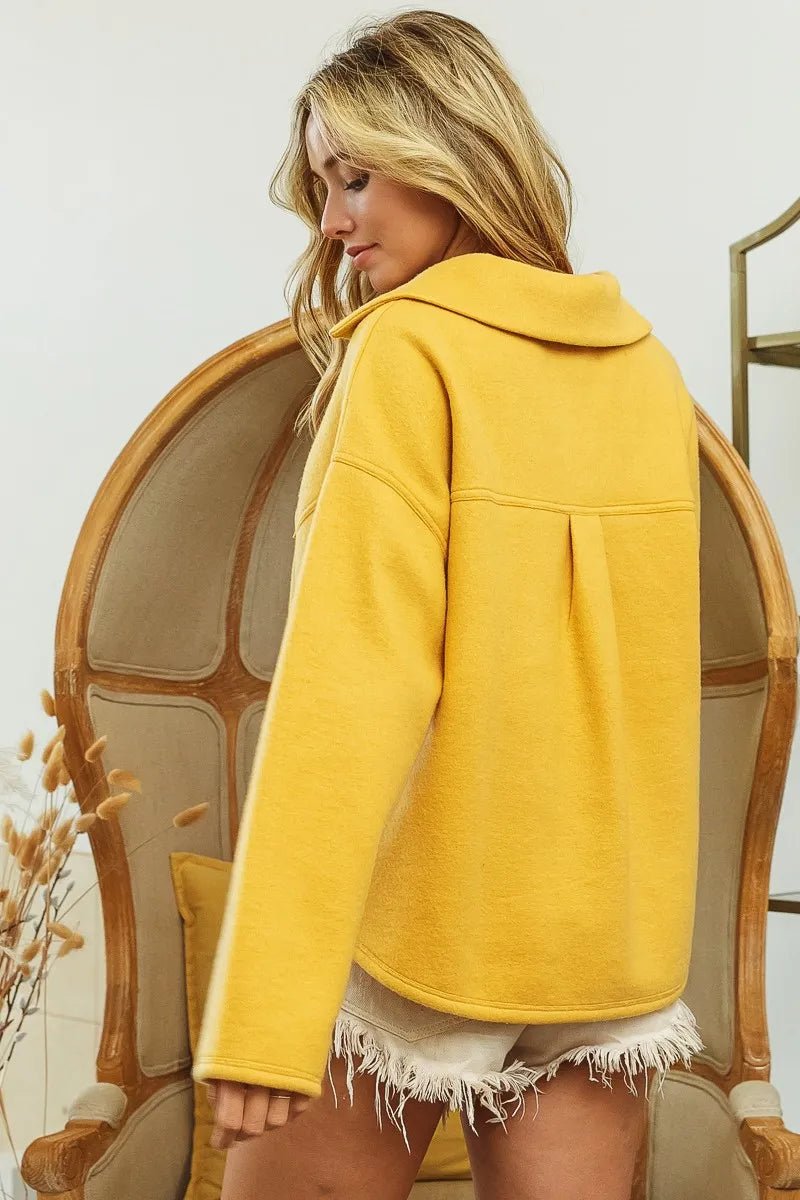 BiBi Flap Pockets Fleece Collared Sweatshirt - Eco4life Clothing and Accessories