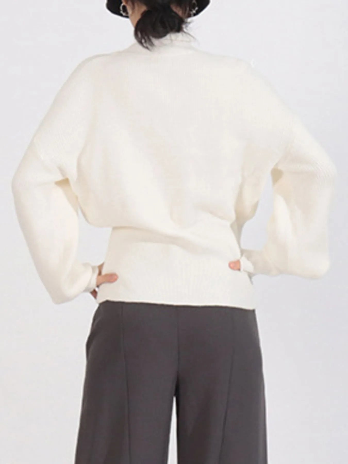 Bow Front Turtleneck Long Sleeve Sweater - Eco4life Clothing and Accessories