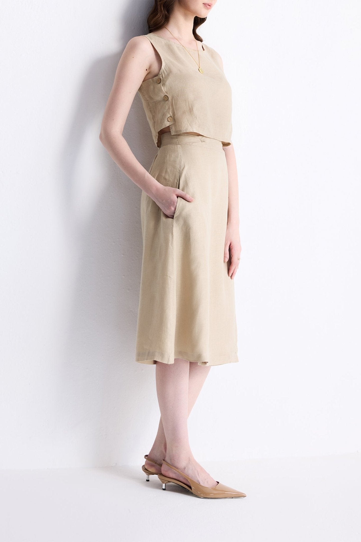 Breezy Summer Set in Neutral Beige - Eco4life Clothing and Accessories
