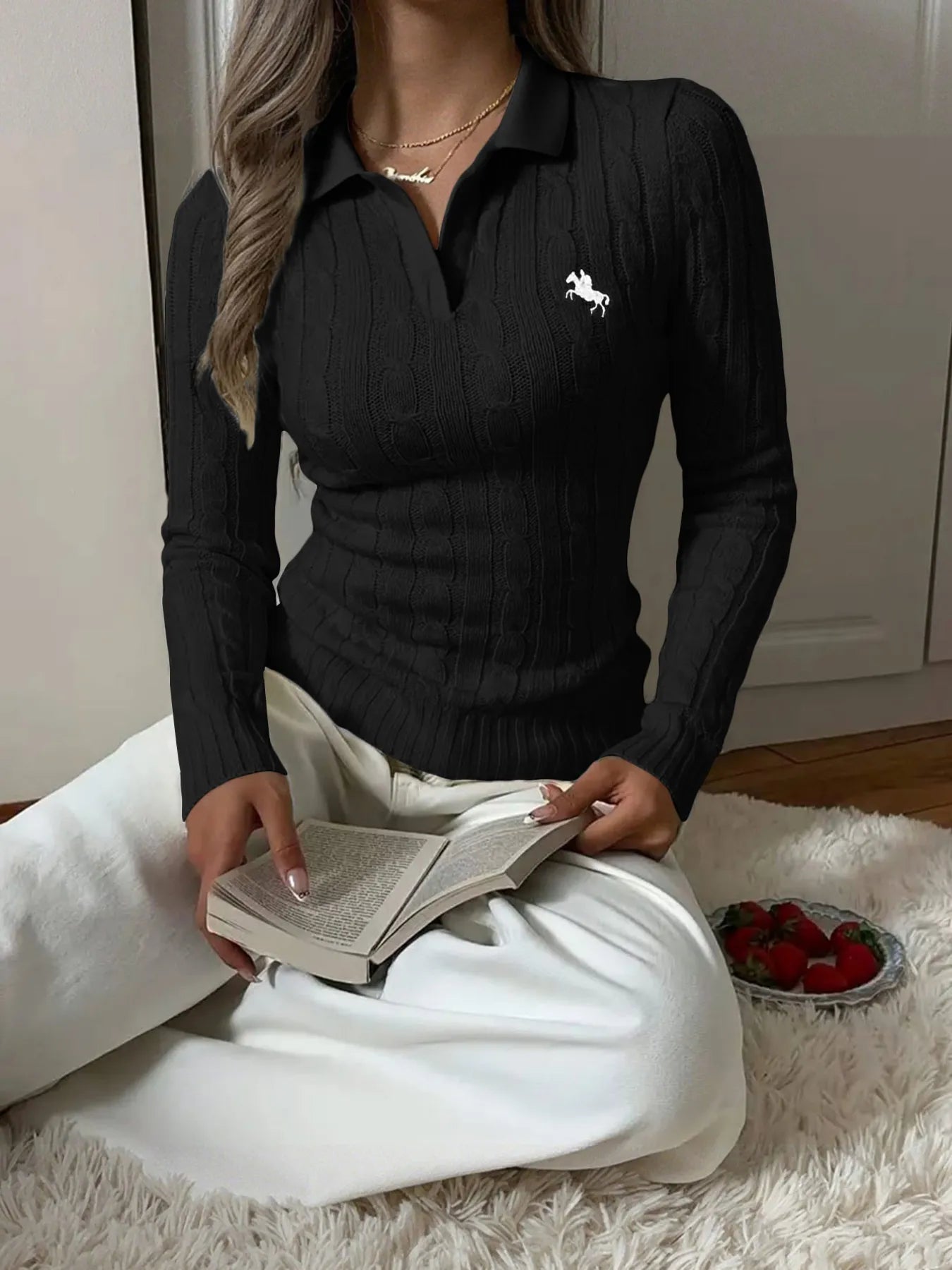 Cable Knit Long Sleeve Sweater - Eco4life Clothing and Accessories