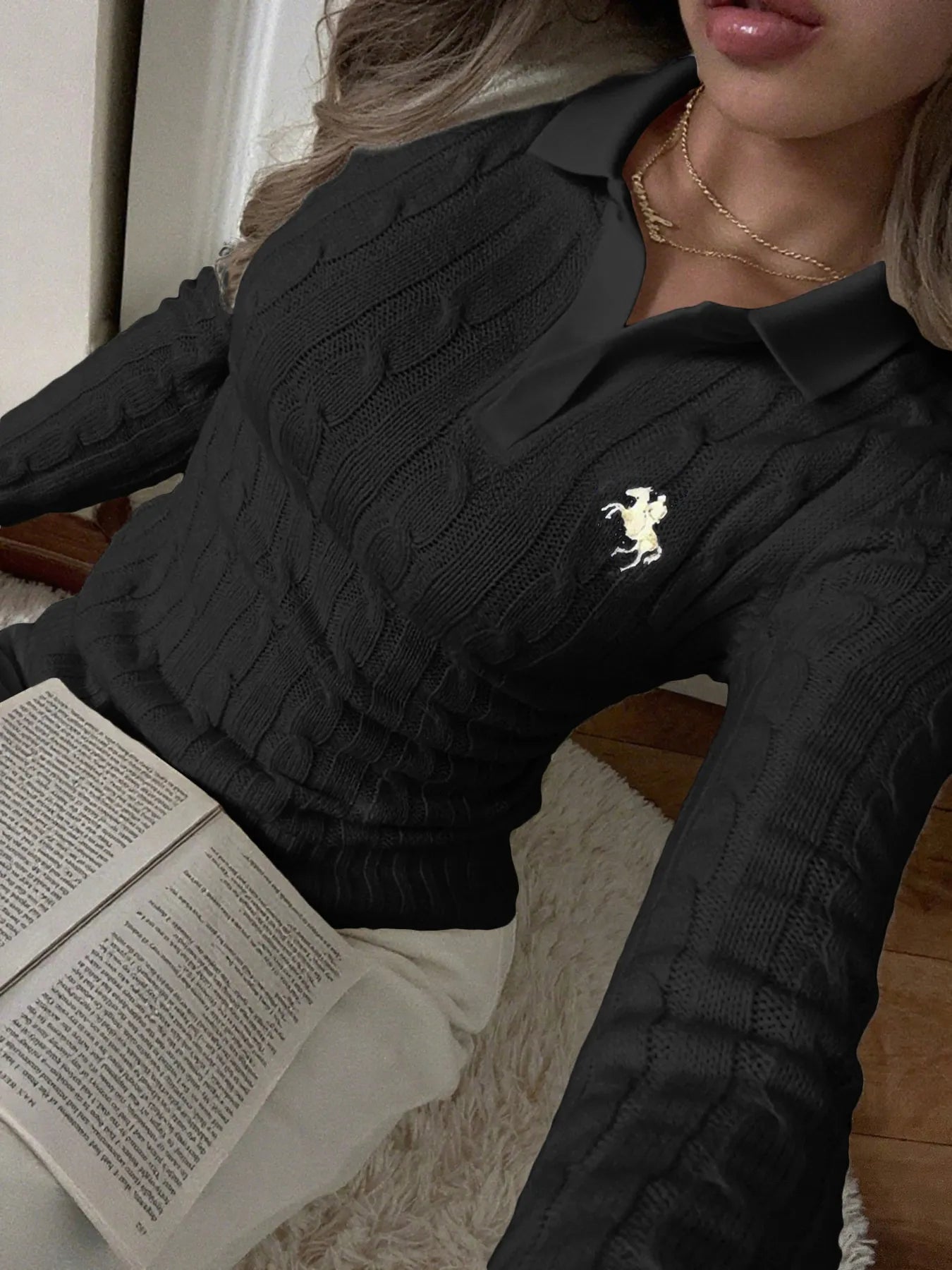 Cable Knit Long Sleeve Sweater - Eco4life Clothing and Accessories