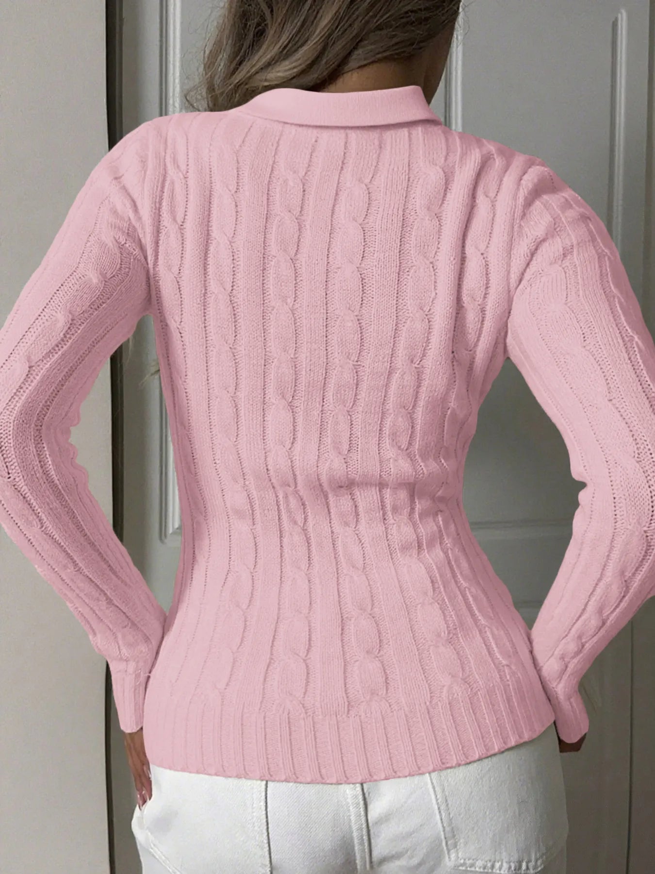 Cable Knit Long Sleeve Sweater - Eco4life Clothing and Accessories