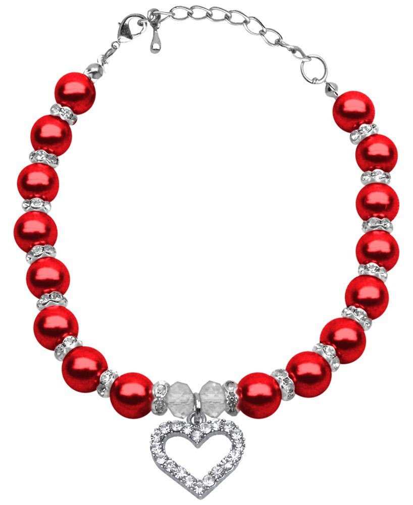 Christmas Heart & Pearl Dog, Cat and Pet Necklaces - Eco4life Clothing and Accessories