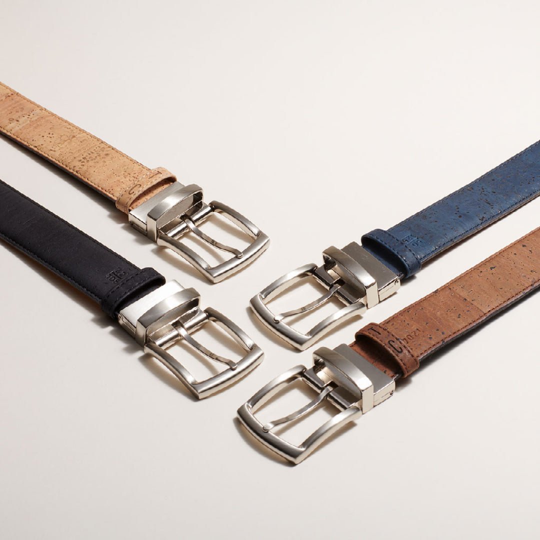 Cork Reversible Men's Belt (Brown/Navy) - Eco4life Clothing and Accessories