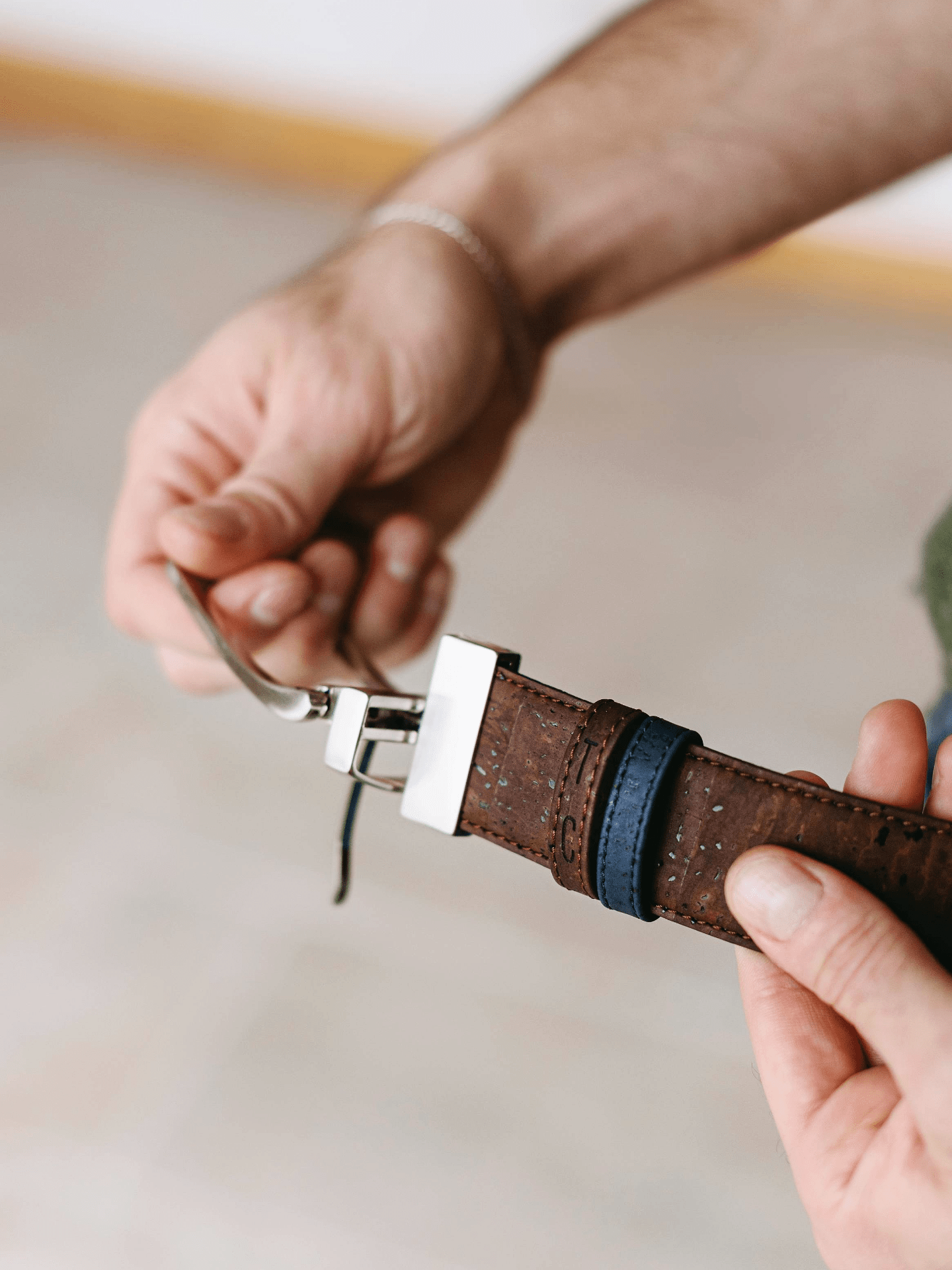 Cork Reversible Men's Belt (Brown/Navy) - Eco4life Clothing and Accessories