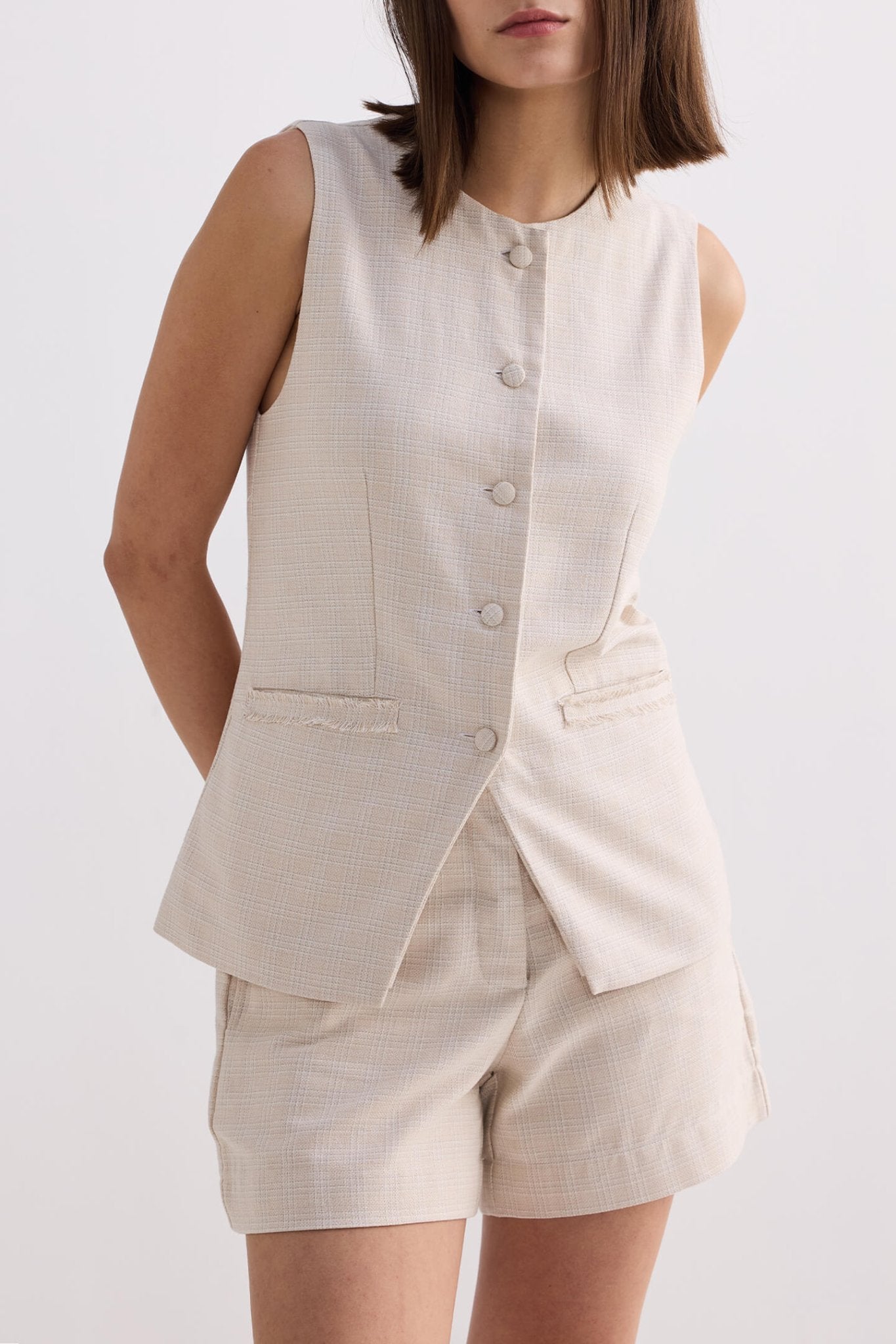 Cotton Tweed Shorts in Cream - Eco4life Clothing and Accessories
