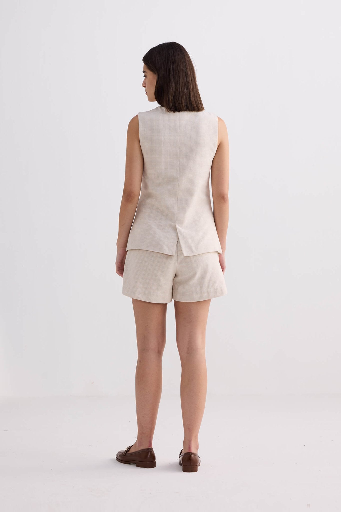 Cotton Tweed Shorts in Cream - Eco4life Clothing and Accessories
