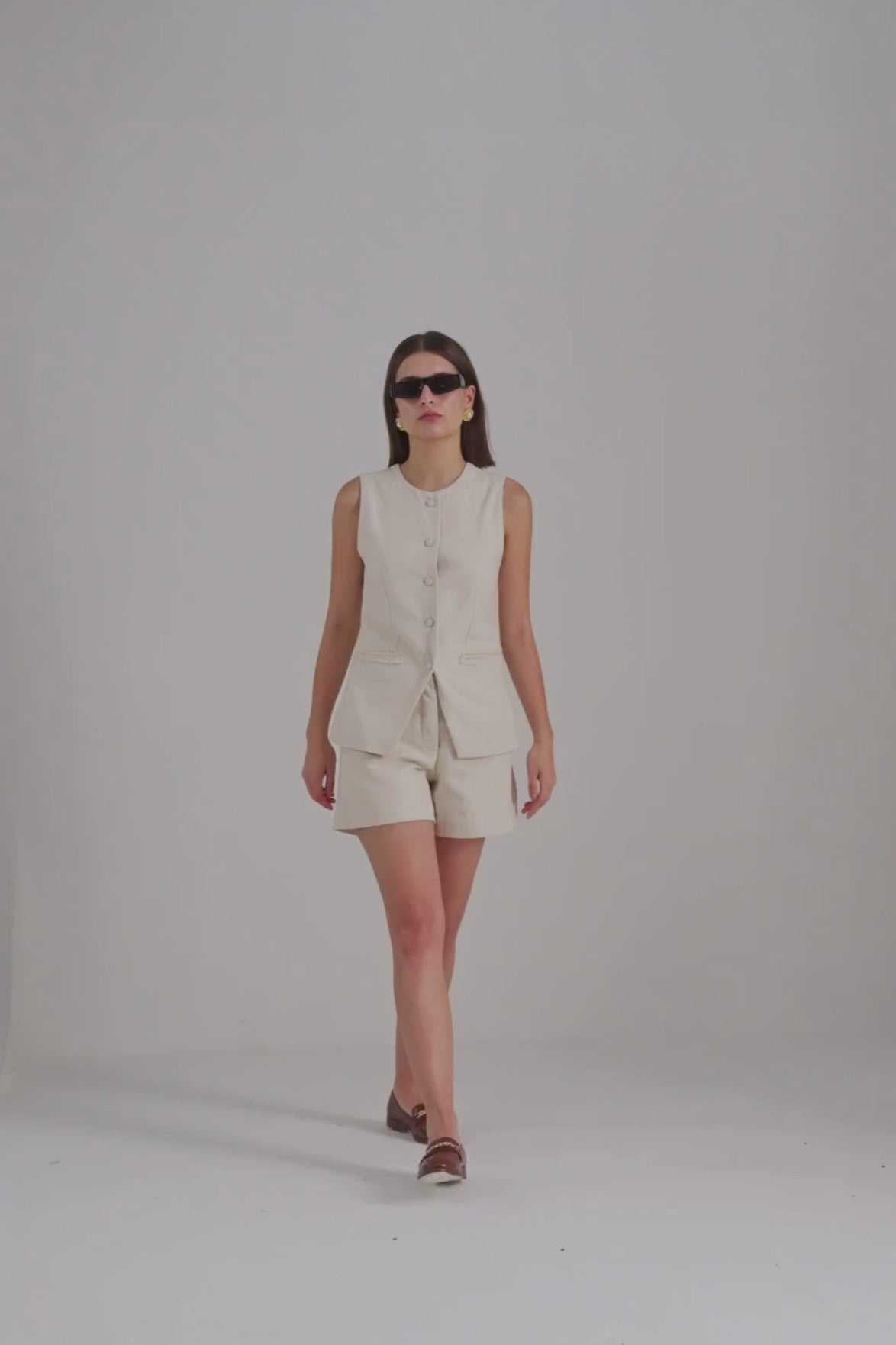 Cotton Tweed Shorts in Cream - Eco4life Clothing and Accessories