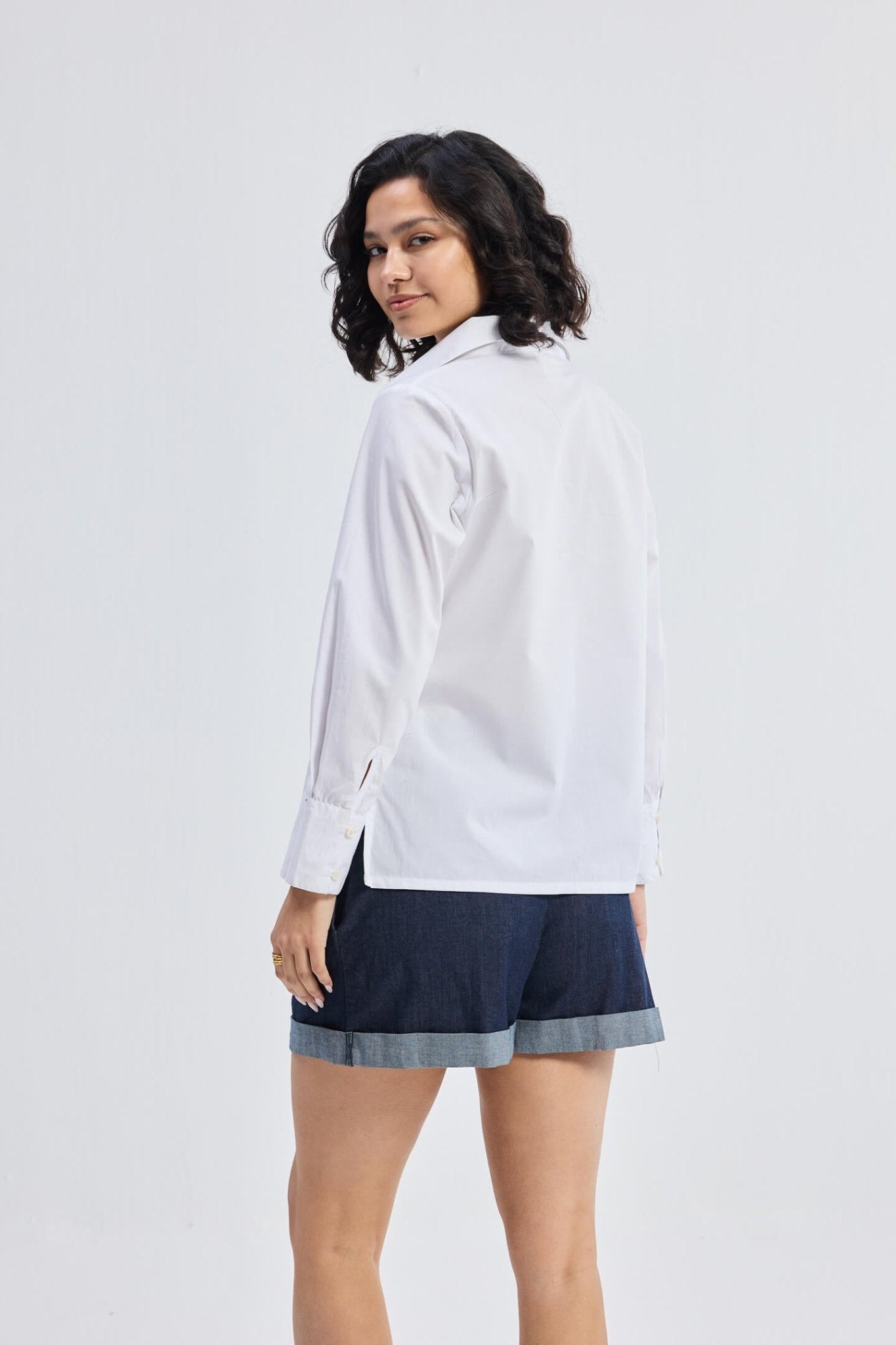Crisp Details Button - down Shirt in White - Eco4life Clothing and Accessories