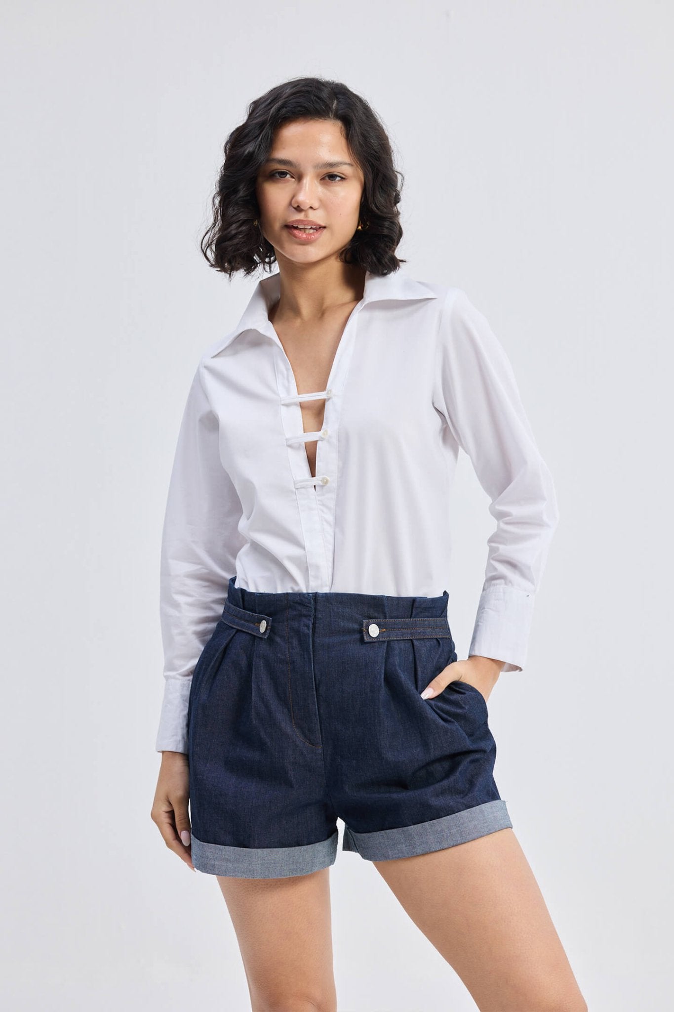 Crisp Details Button - down Shirt in White - Eco4life Clothing and Accessories