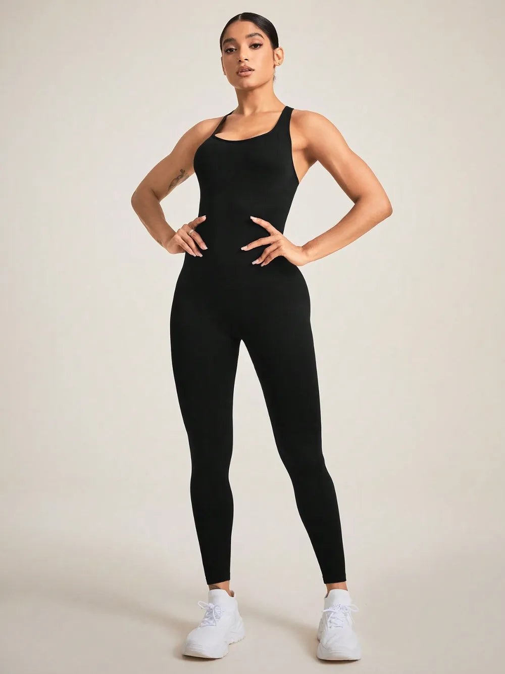 Crisscross Back Sleeveless Active Jumpsuit - Eco4life Clothing and Accessories