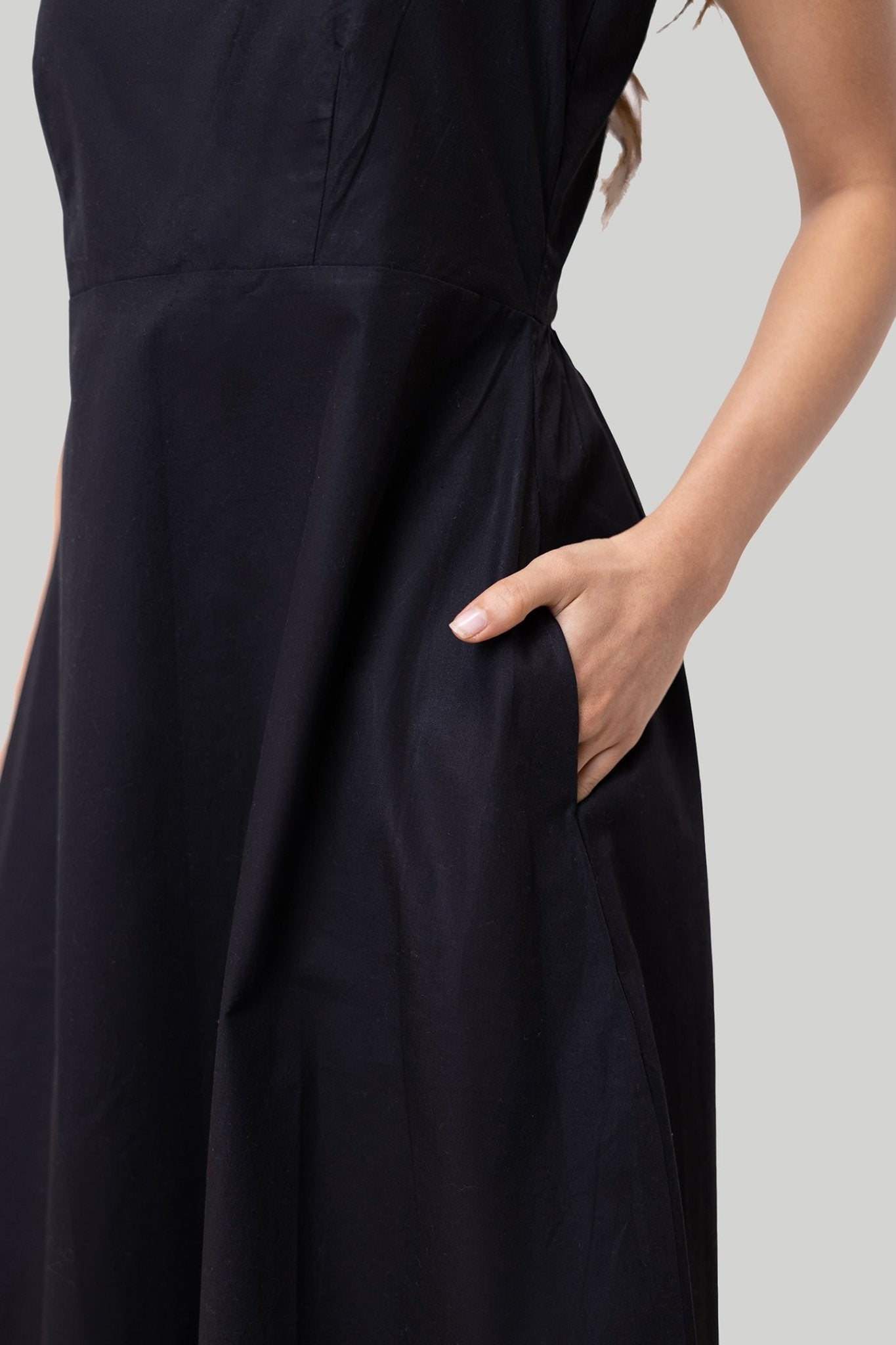 Cross - back Midi Dress in Black - Eco4life Clothing and Accessories