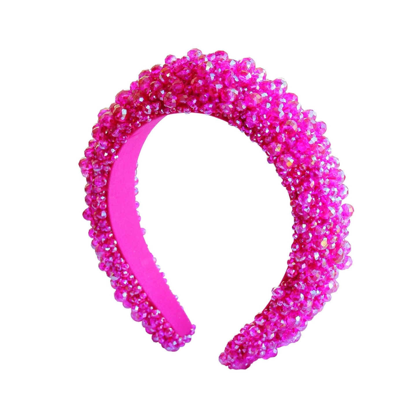 CROWN Glass Crystal Beads Headband In Shocking Pink - Eco4life Clothing and Accessories