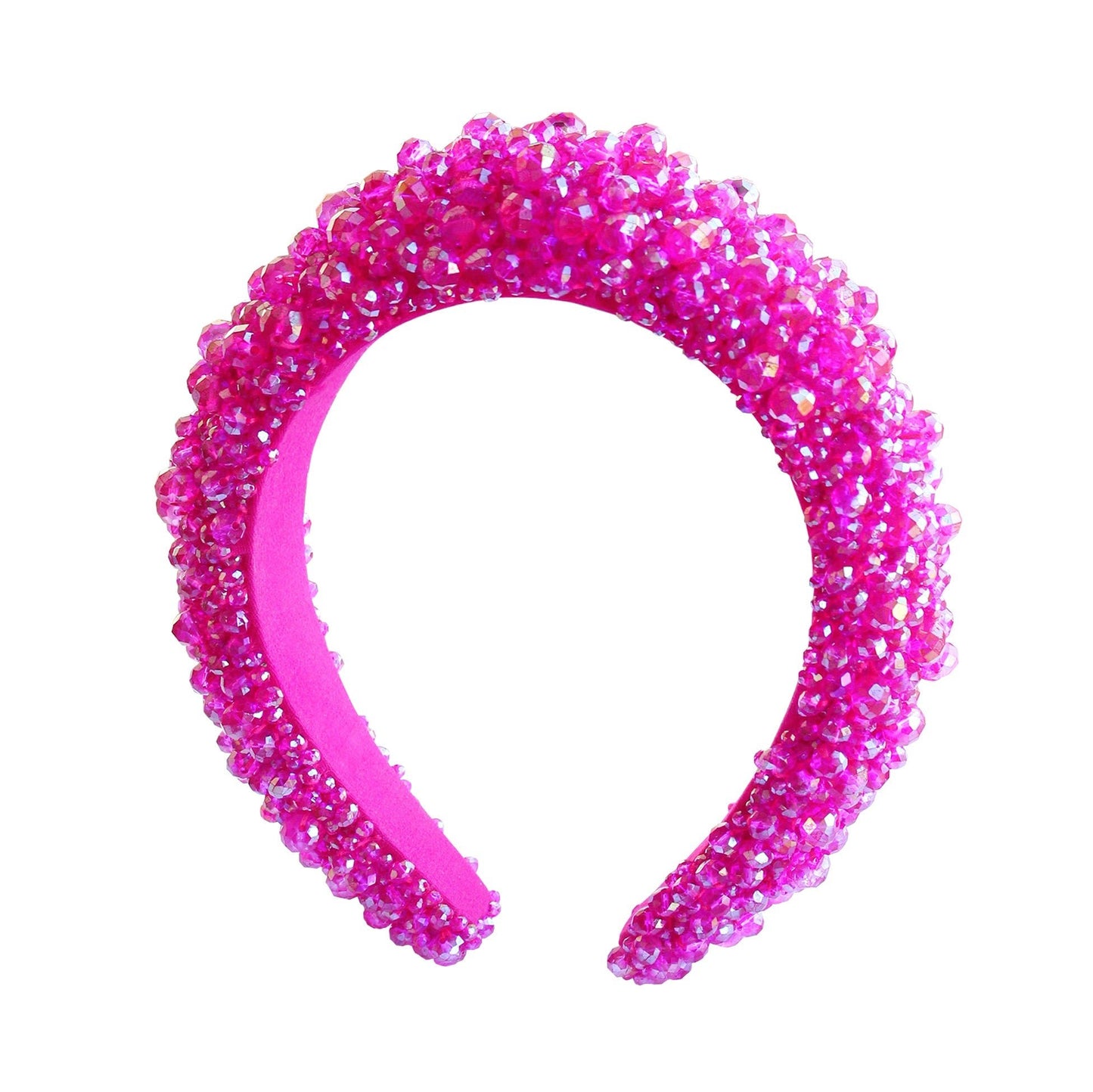 CROWN Glass Crystal Beads Headband In Shocking Pink - Eco4life Clothing and Accessories
