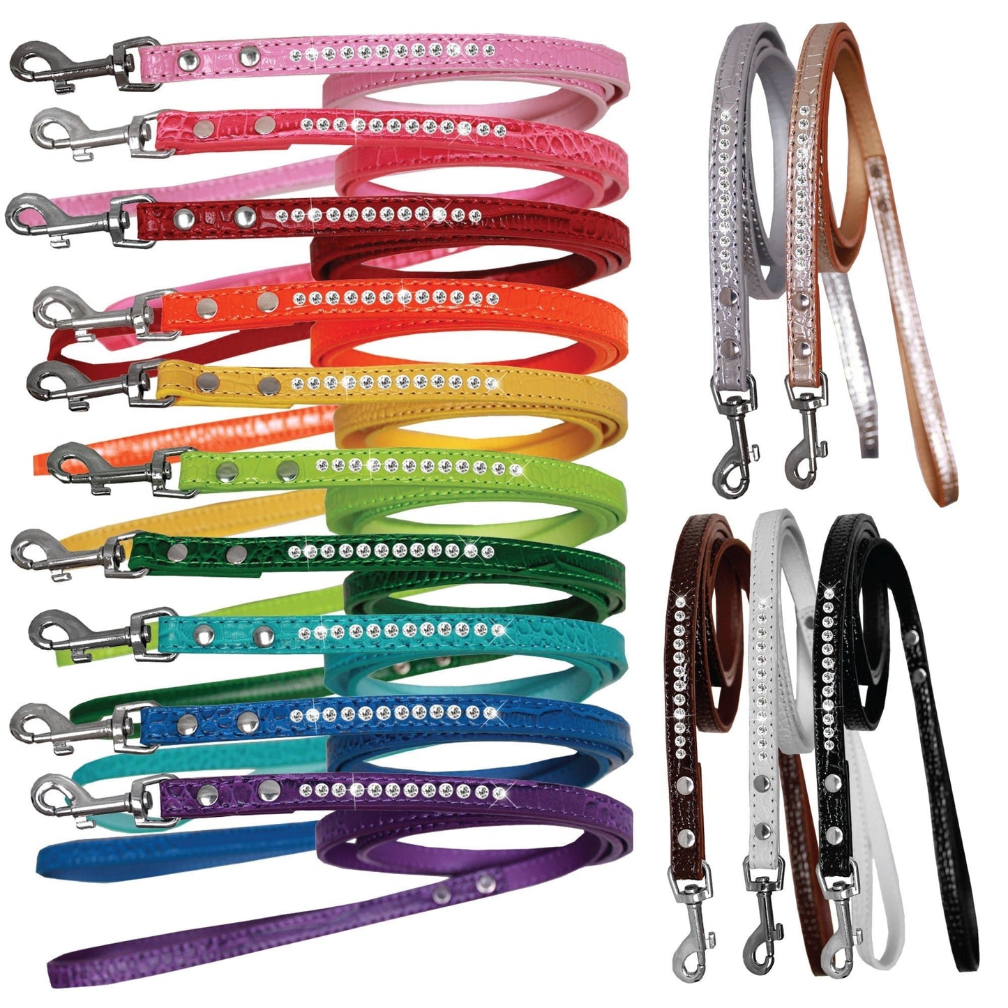 Dog, Puppy & Pet Designer Croc Leash, "One Row Clear Crystal" - Eco4life Clothing and Accessories