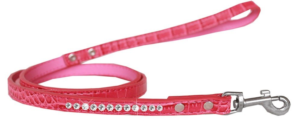 Dog, Puppy & Pet Designer Croc Leash, "One Row Clear Crystal" - Eco4life Clothing and Accessories