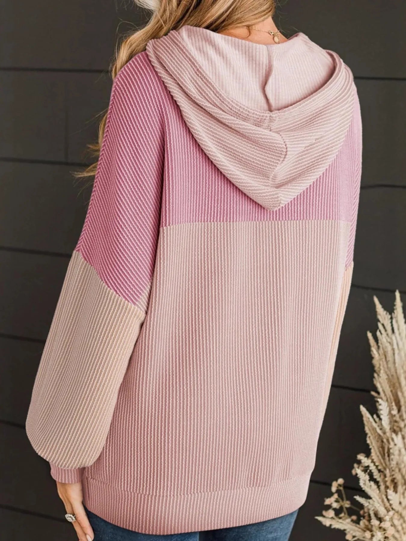 Drawstring Color Block Long Sleeve Hoodie - Eco4life Clothing and Accessories