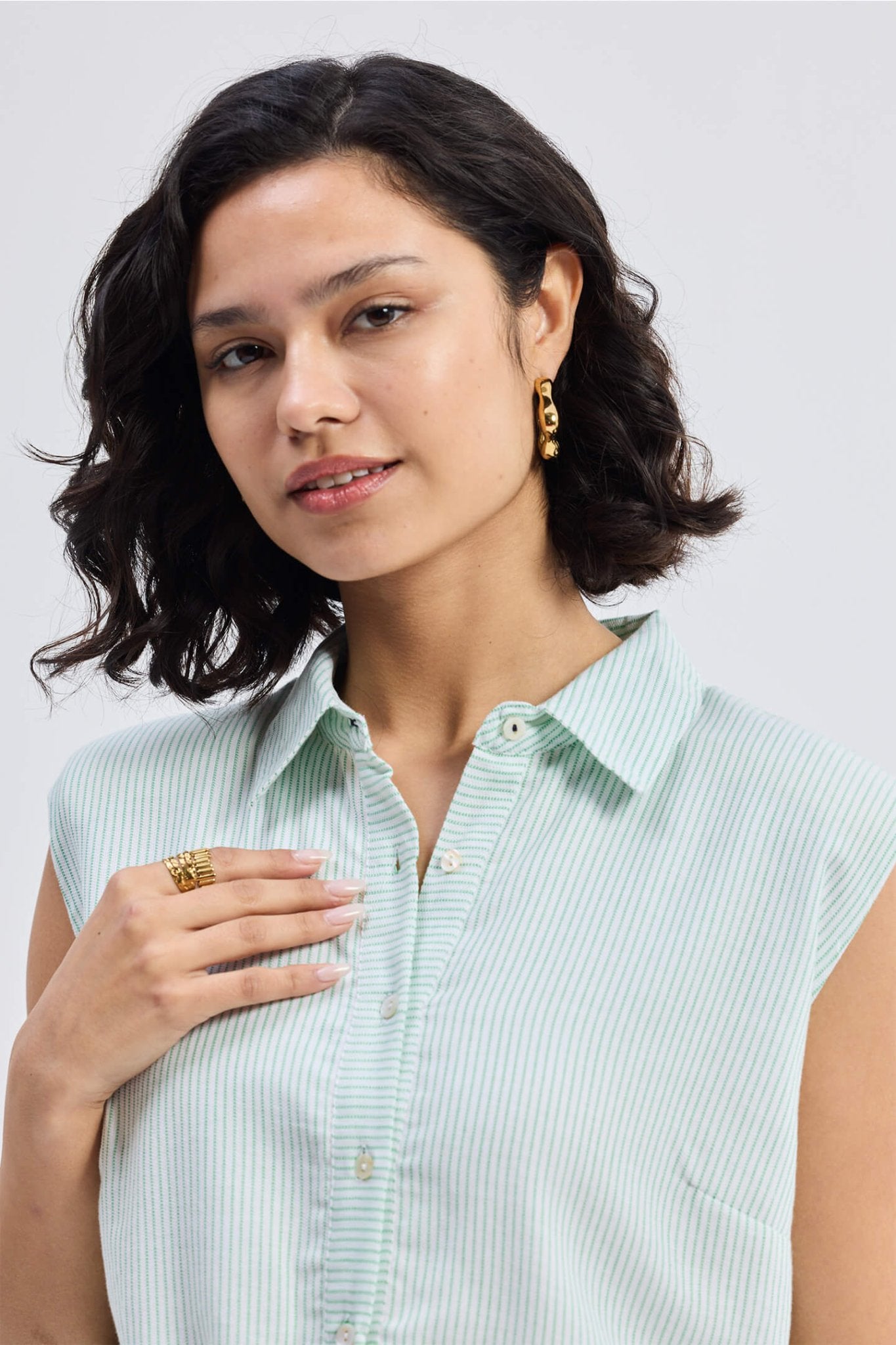 Drawstring Shirt Dress in Stripes - Eco4life Clothing and Accessories