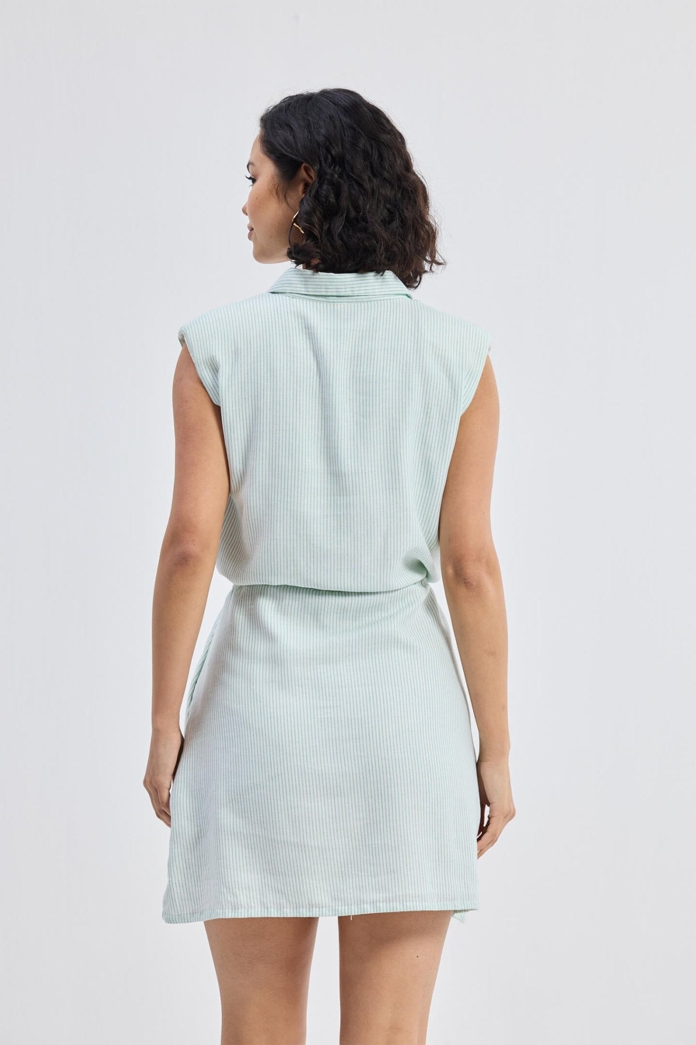 Drawstring Shirt Dress in Stripes - Eco4life Clothing and Accessories