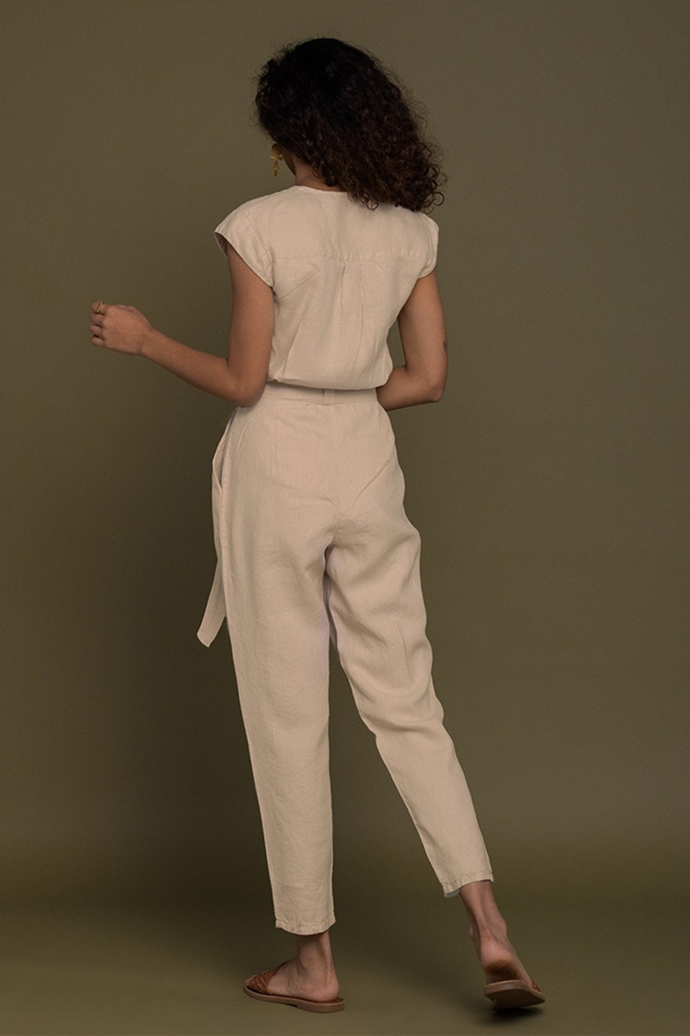 Evening Chai Jumpsuit in Neutral Beige - Eco4life Clothing and Accessories
