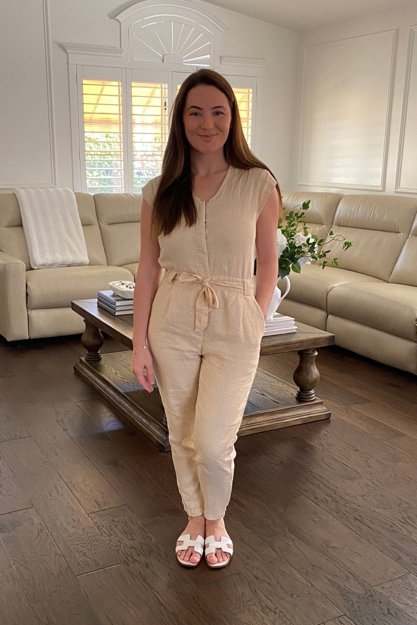Evening Chai Jumpsuit in Neutral Beige - Eco4life Clothing and Accessories