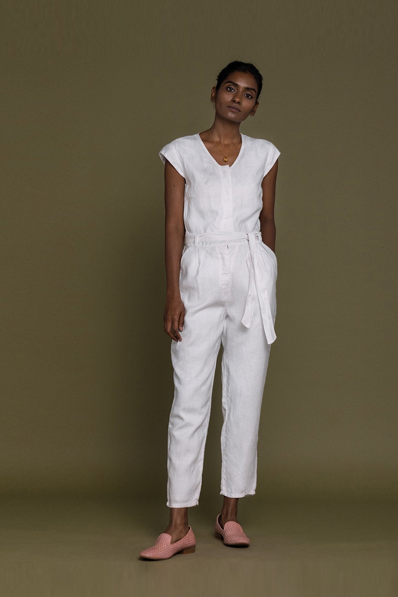 Evening Chai Jumpsuit in White - Eco4life Clothing and Accessories