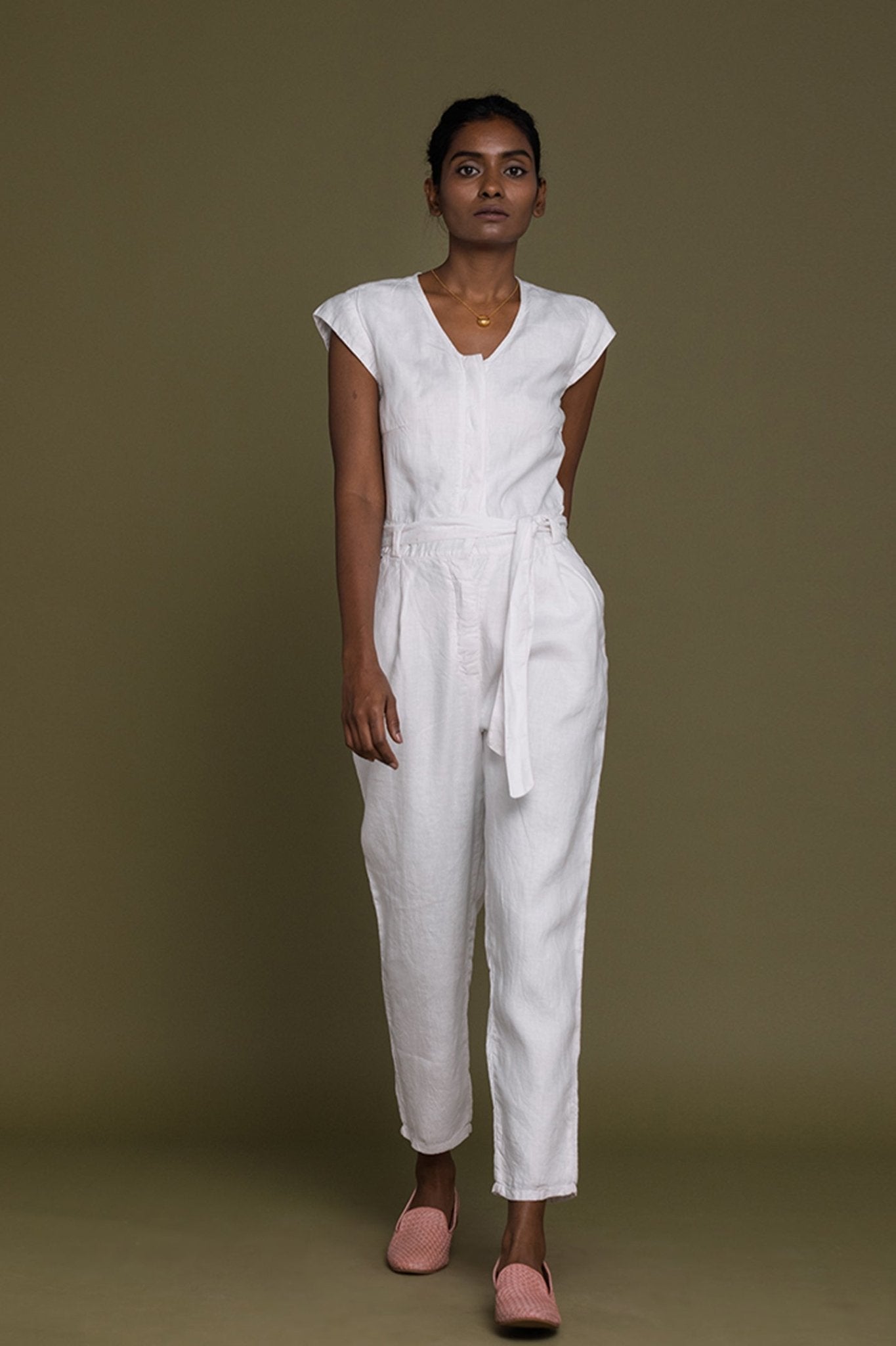 Evening Chai Jumpsuit in White - Eco4life Clothing and Accessories