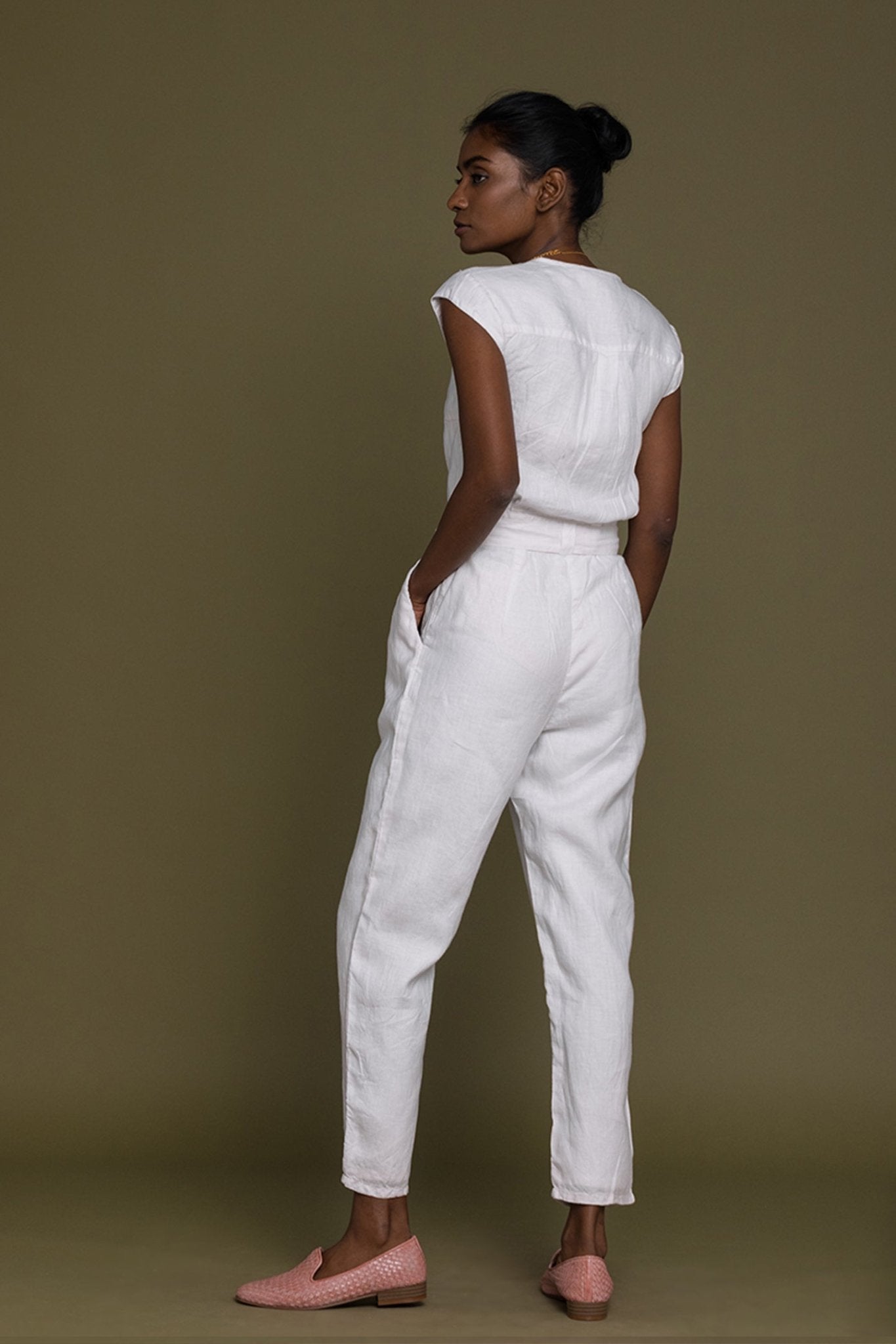 Evening Chai Jumpsuit in White - Eco4life Clothing and Accessories