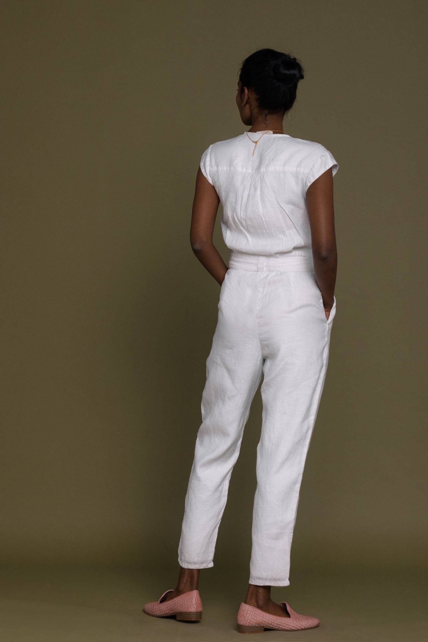 Evening Chai Jumpsuit in White - Eco4life Clothing and Accessories