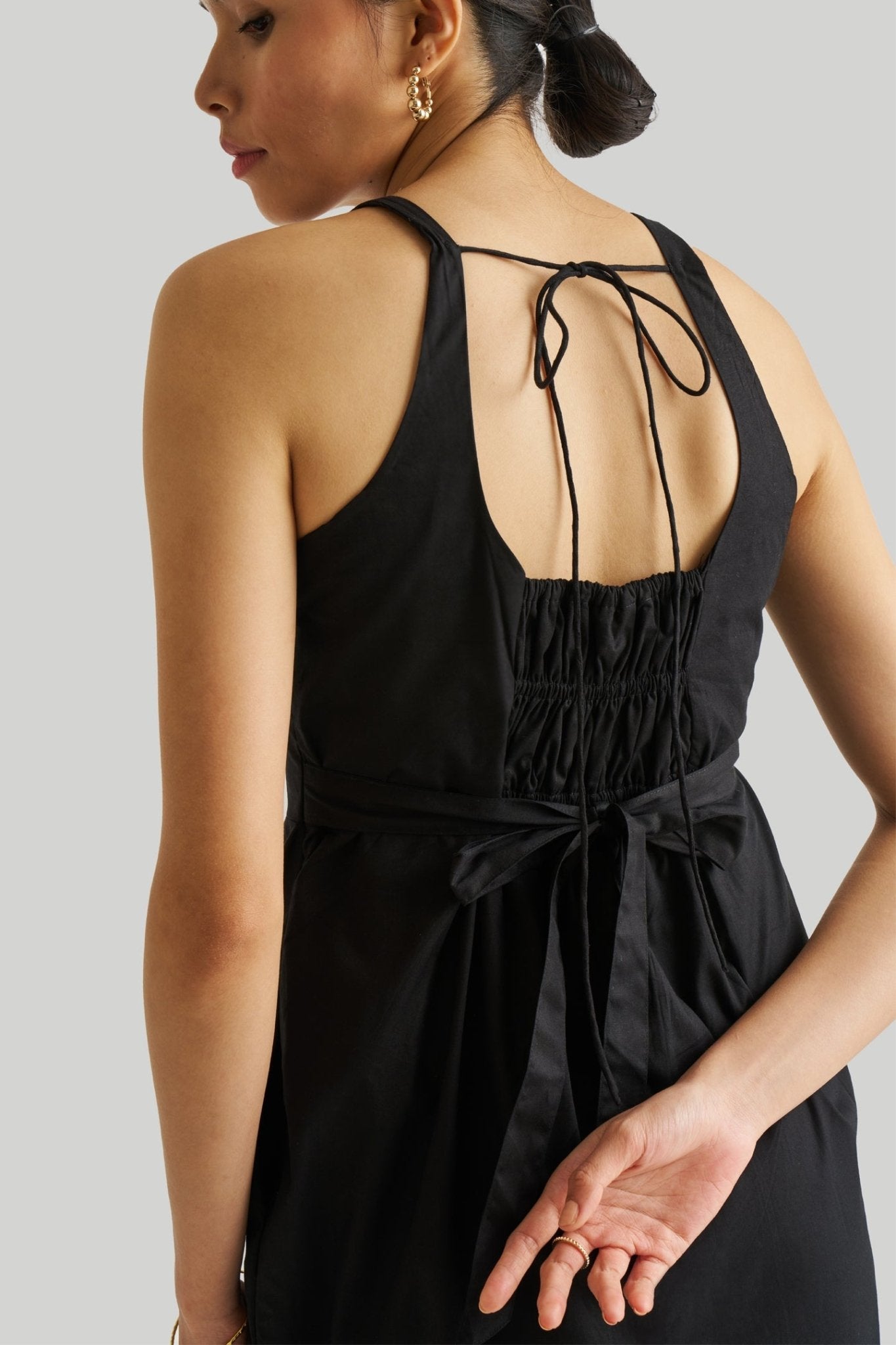 Fitted Knee Length Dress in Black - Eco4life Clothing and Accessories