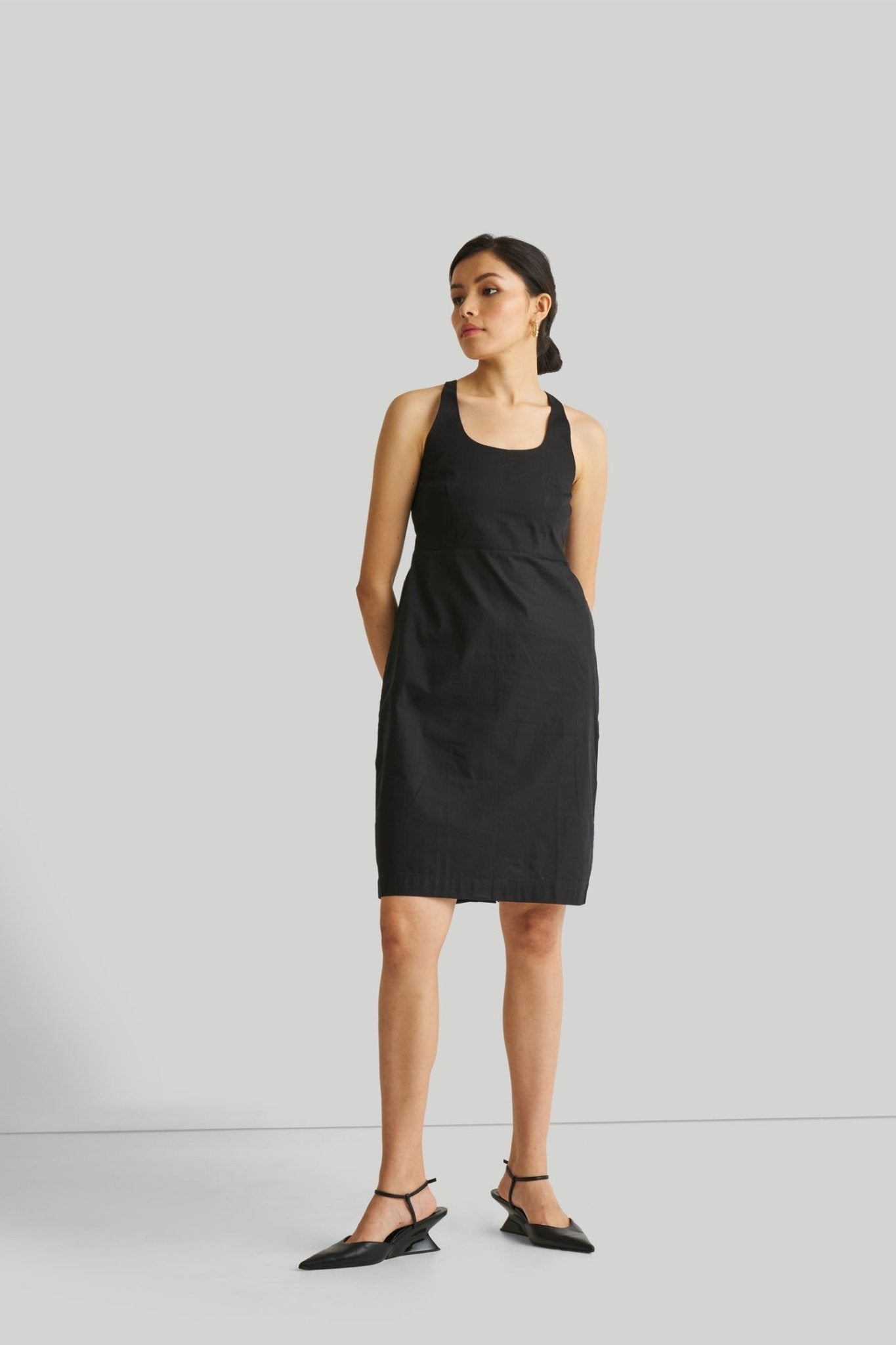 Fitted Knee Length Dress in Black - Eco4life Clothing and Accessories