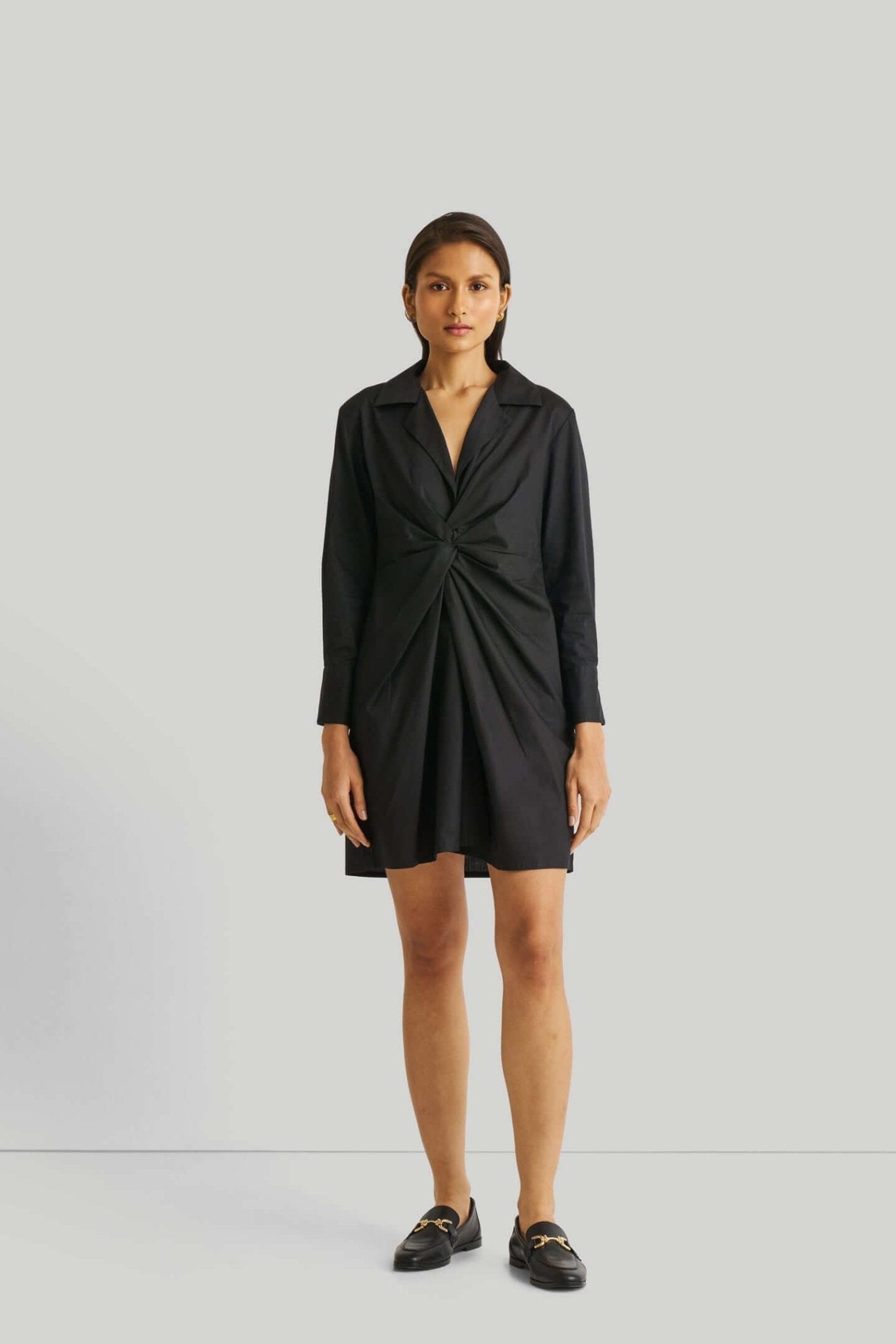 Front Twist Dress in Black - Eco4life Clothing and Accessories