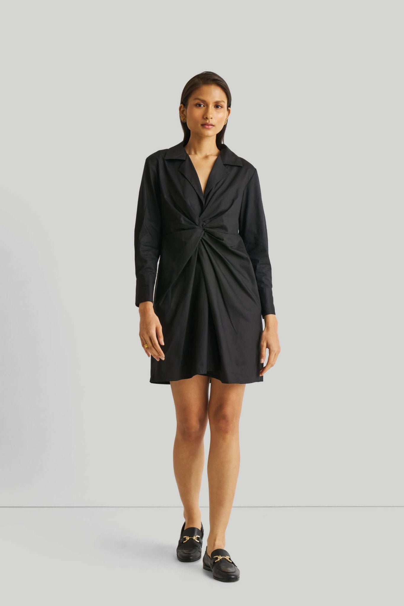 Front Twist Dress in Black - Eco4life Clothing and Accessories