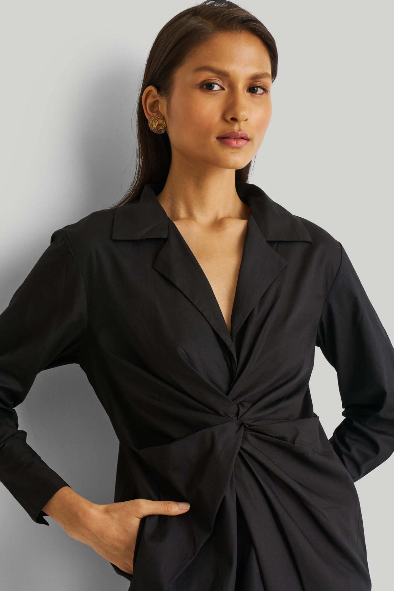Front Twist Dress in Black - Eco4life Clothing and Accessories