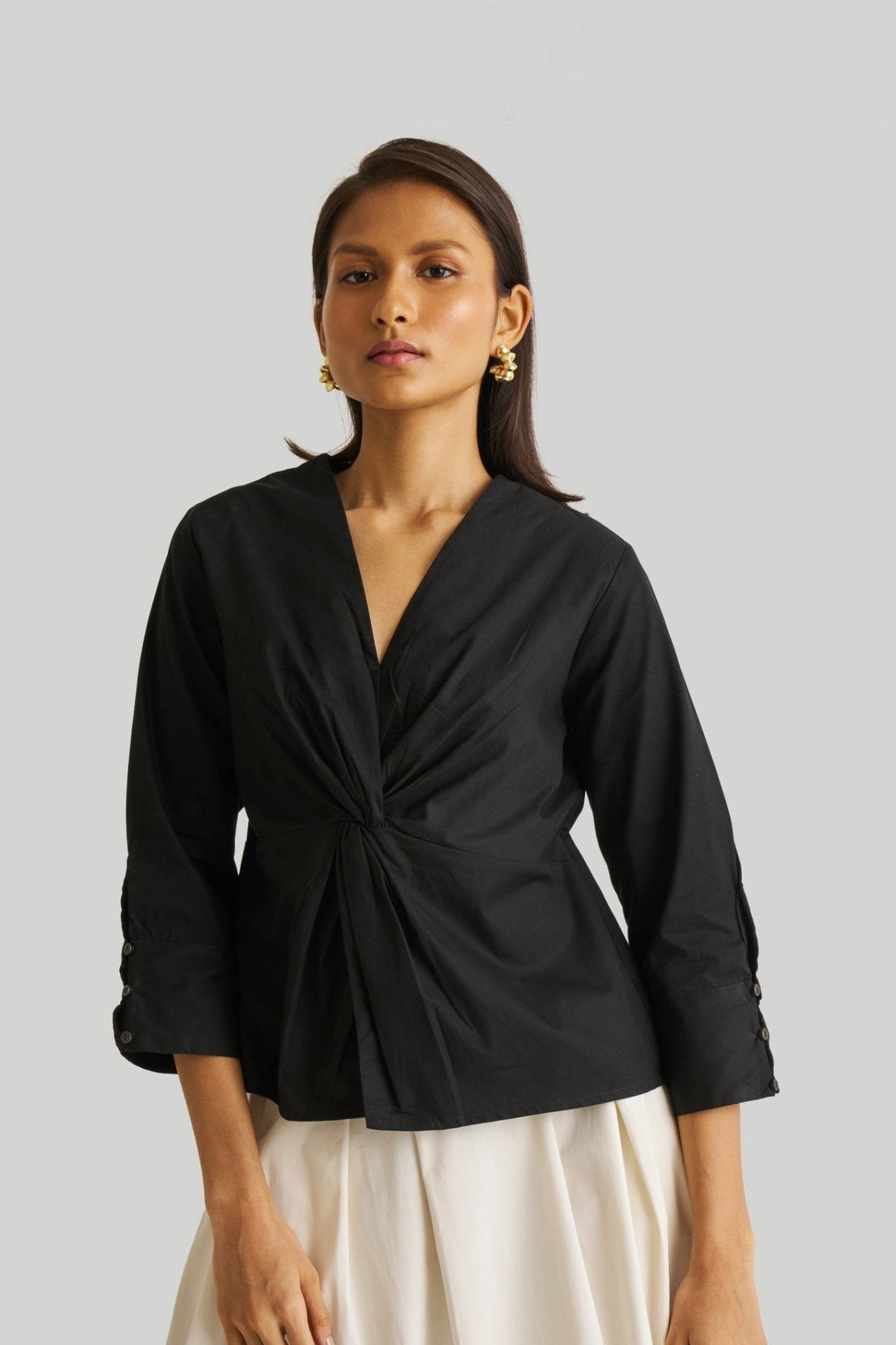 Front Twist Top in Black - Eco4life Clothing and Accessories