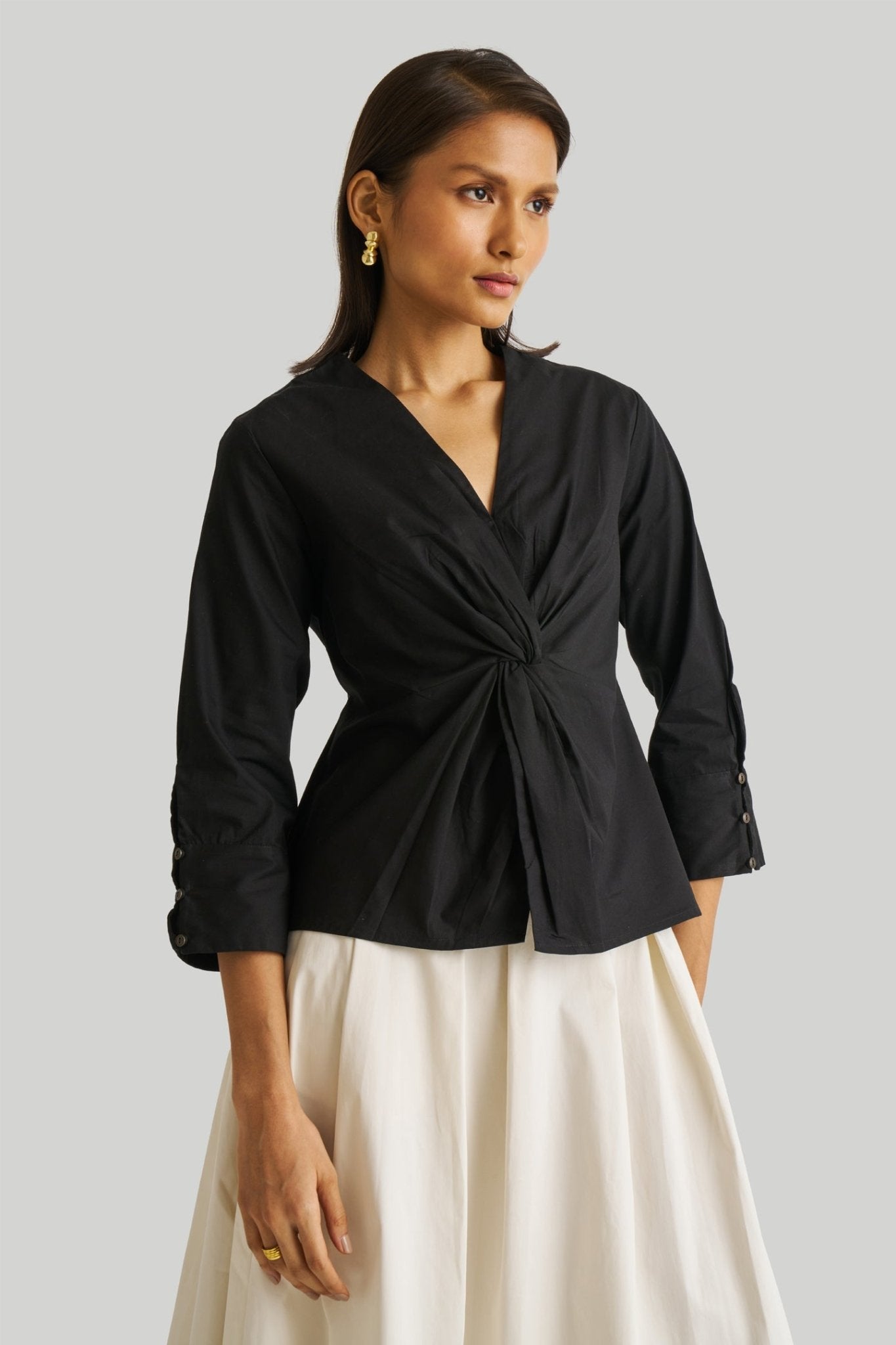 Front Twist Top in Black - Eco4life Clothing and Accessories