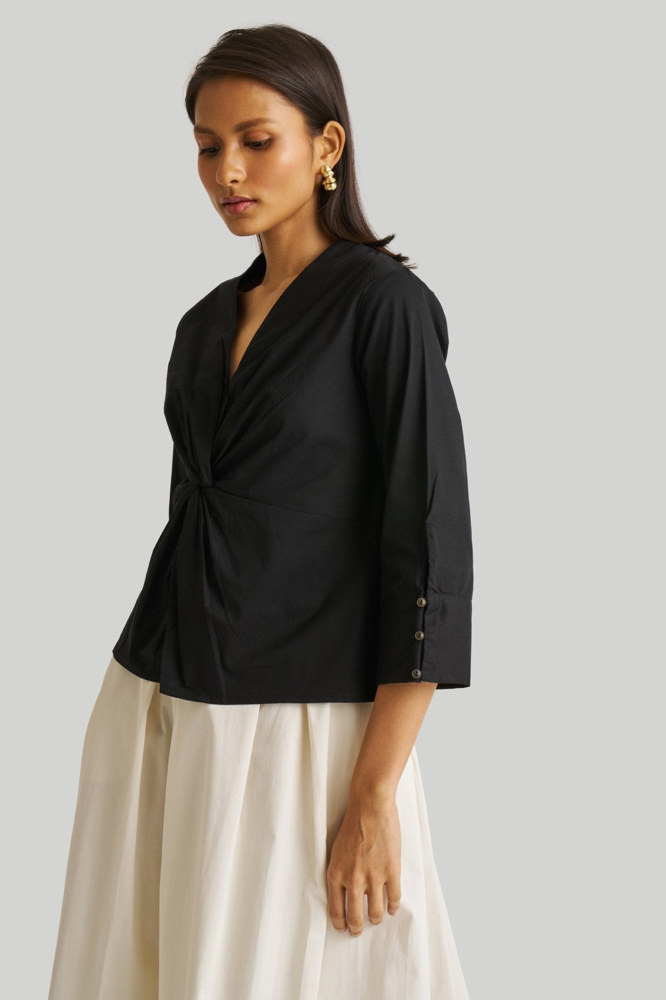 Front Twist Top in Black - Eco4life Clothing and Accessories
