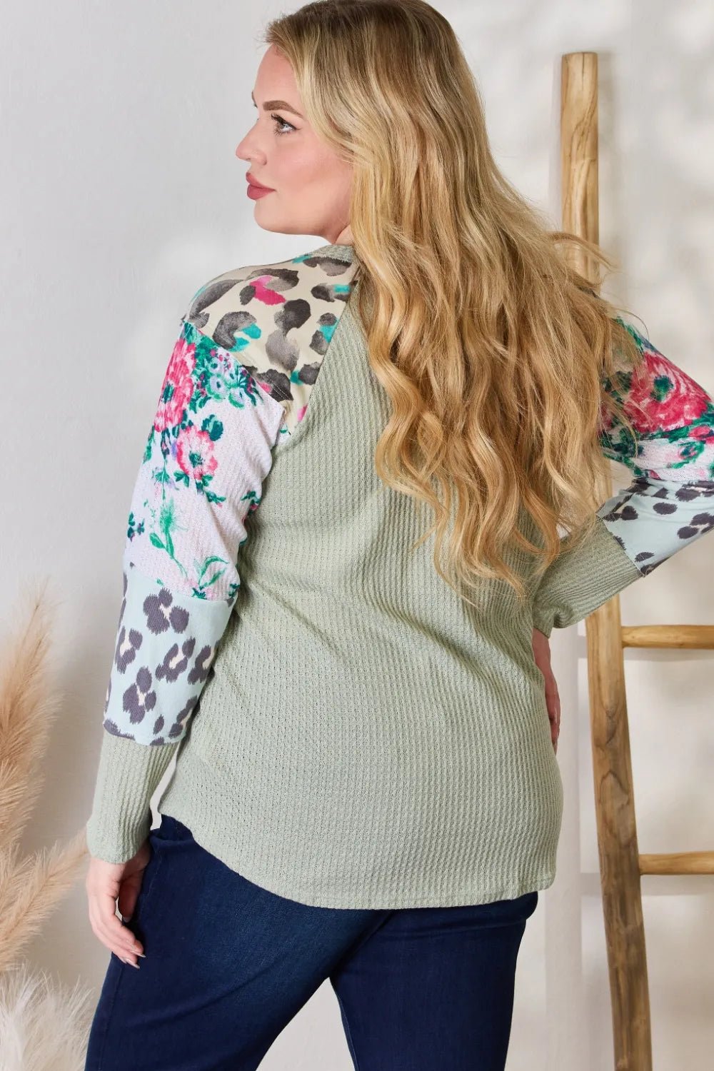 Hailey & Co Full Size Printed Round Neck Blouse - Eco4life Clothing and Accessories