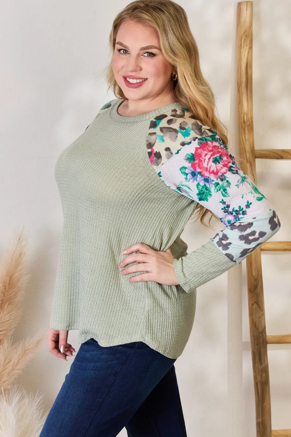 Hailey & Co Full Size Printed Round Neck Blouse - Eco4life Clothing and Accessories