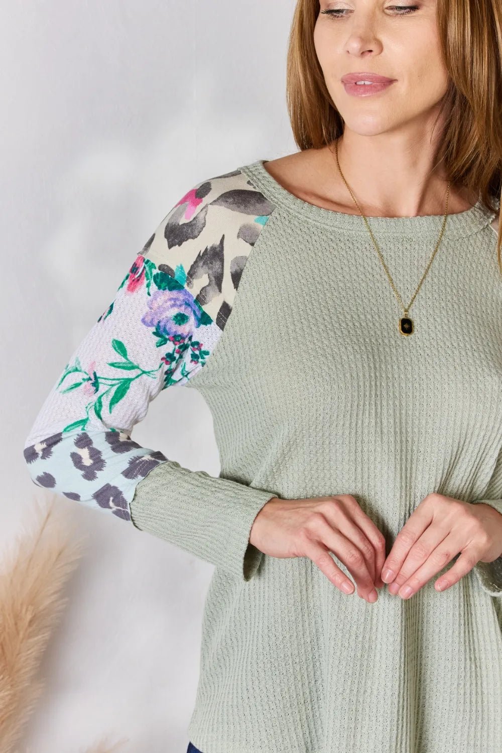 Hailey & Co Full Size Printed Round Neck Blouse - Eco4life Clothing and Accessories