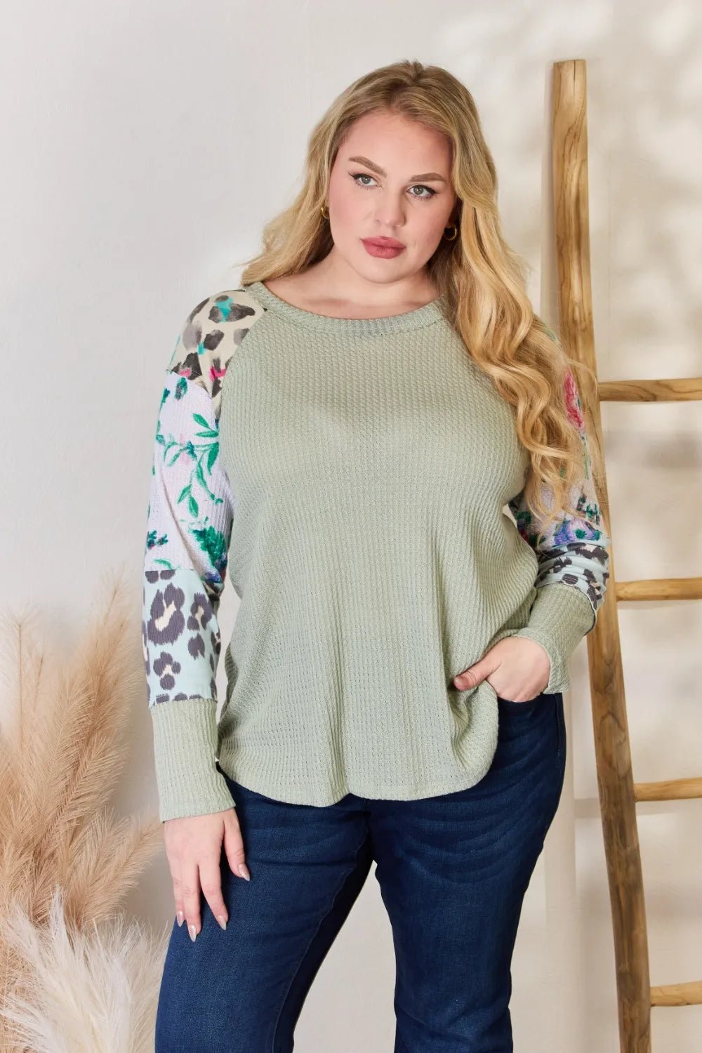 Hailey & Co Full Size Printed Round Neck Blouse - Eco4life Clothing and Accessories
