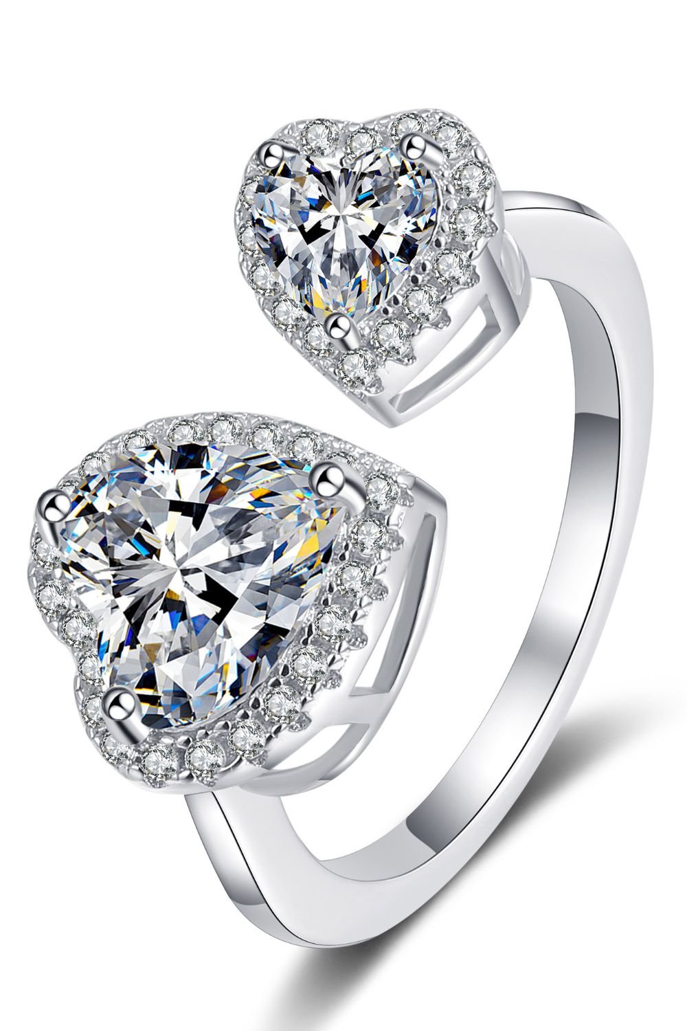 Heart - Shape Moissanite Open Ring - Eco4life Clothing and Accessories