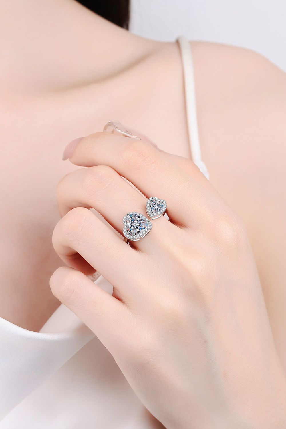 Heart - Shape Moissanite Open Ring - Eco4life Clothing and Accessories
