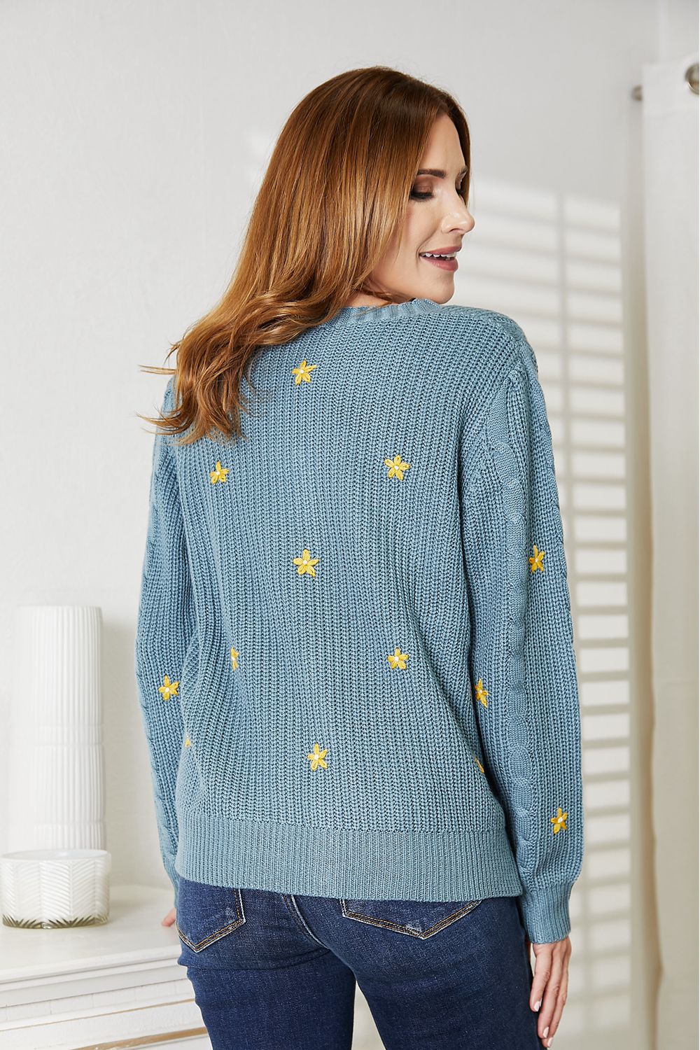 HEYSON Full Size Floral Embroidered Cable Cardigan - Eco4life Clothing and Accessories